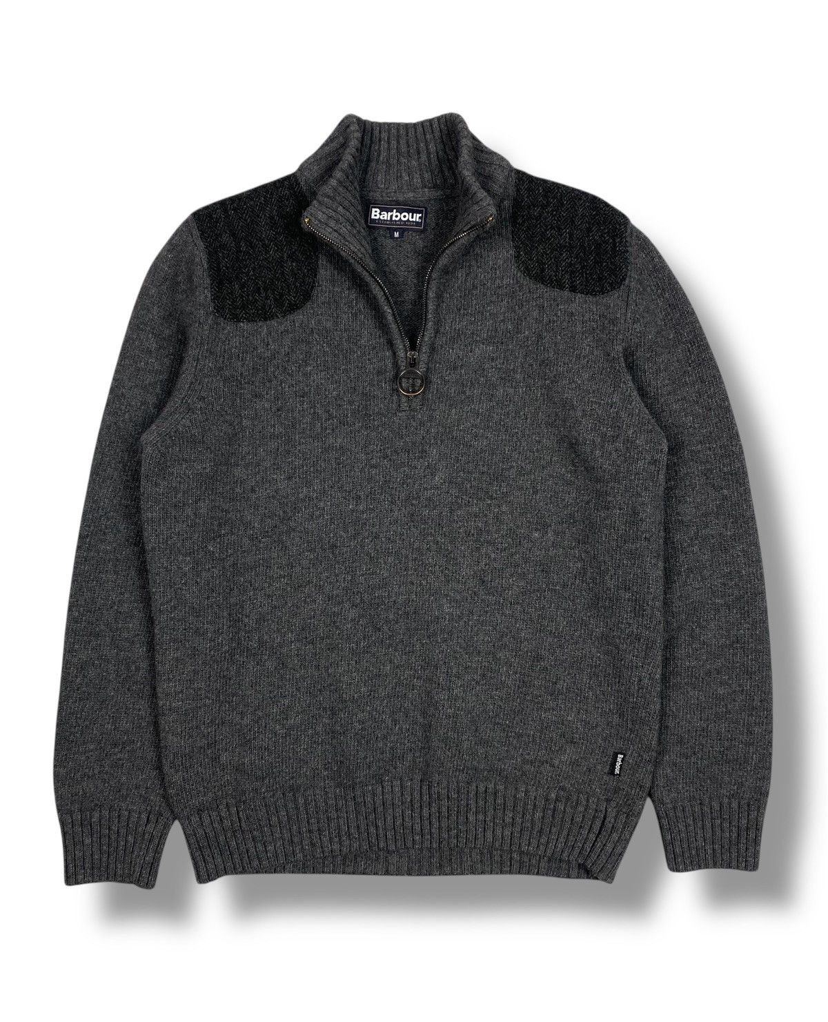 Barbour Barbour Wool Half Zip Sweater Elbow Patch Knit Grey Size M Size US M / EU 48-50 / 2 - 1 Thumbnail