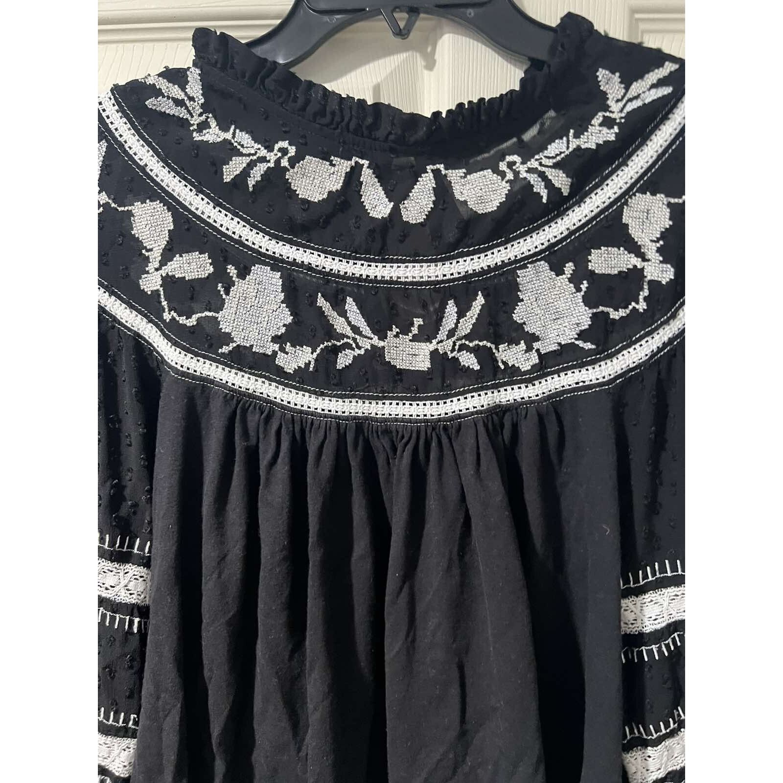 Anthropologie Anthropologie Maeve Winona Blouse Black top Size M A002032 Size M / US 6-8 / IT 42-44 - 5 Thumbnail