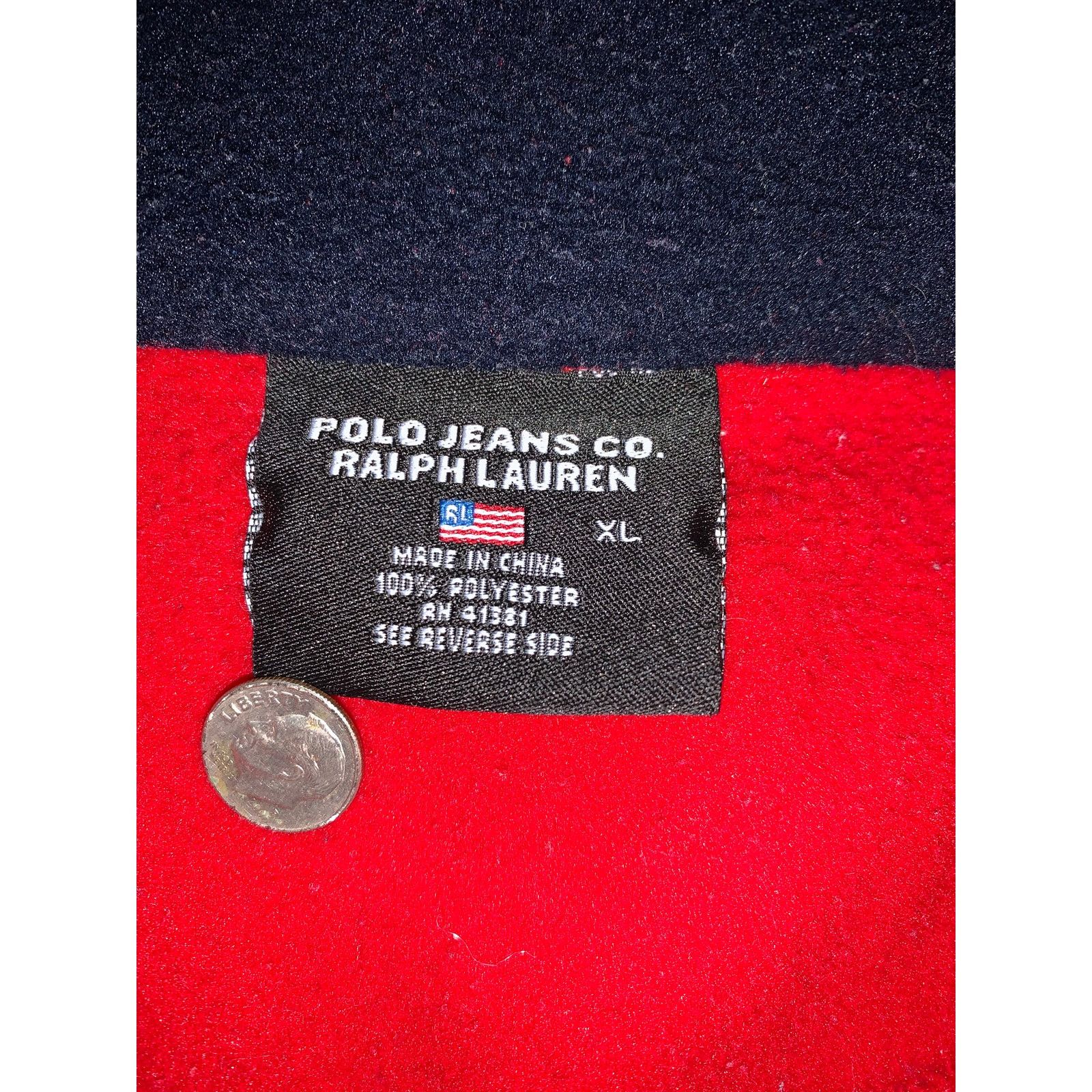 Ralph Lauren Sport Vintage Polo Jeans Co Fleece Quarter Zip XL Red Flag Logo Size US XL / EU 56 / 4 - 3 Thumbnail