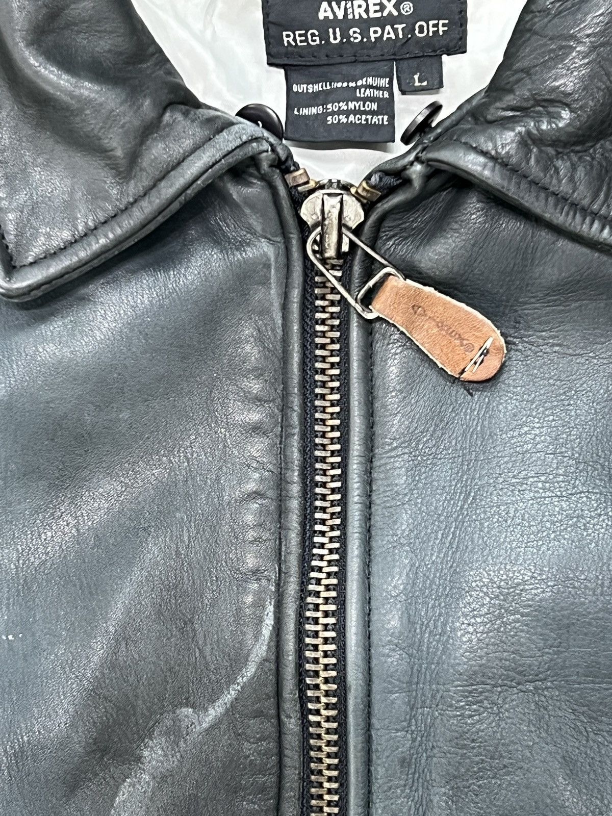 Avirex × Vintage Vintage Avirex Navy Aeronautics Leather Bomber Jacket Large Size US L / EU 52-54 / 3 - 5 Thumbnail