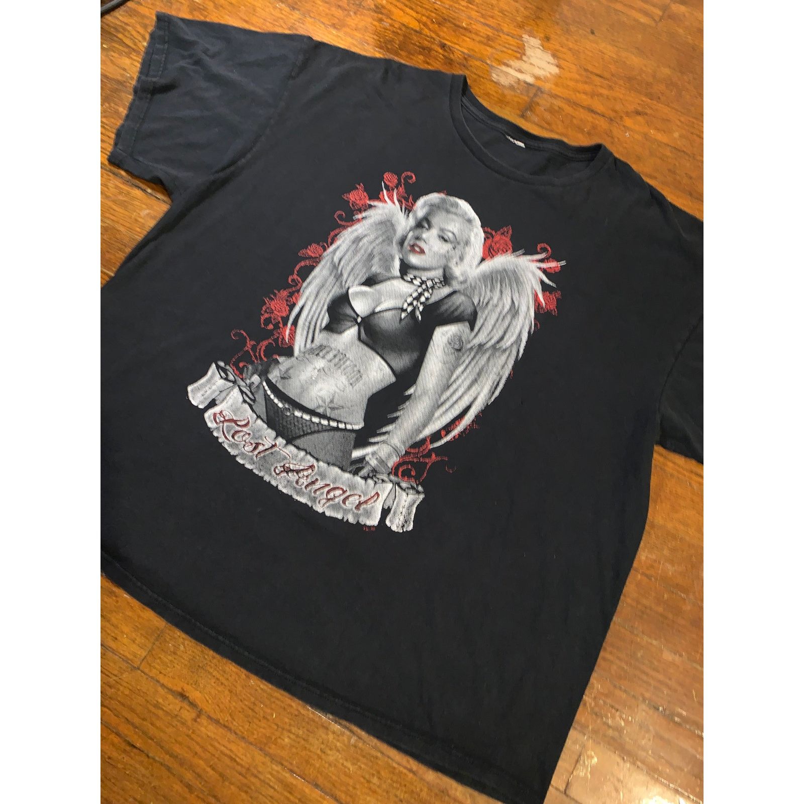 Vintage Vtg Y2K Marilyn Monroe Lost Angel Graphic T Shirt Black 3XL Size US XXL / EU 58 / 5 - 4 Thumbnail