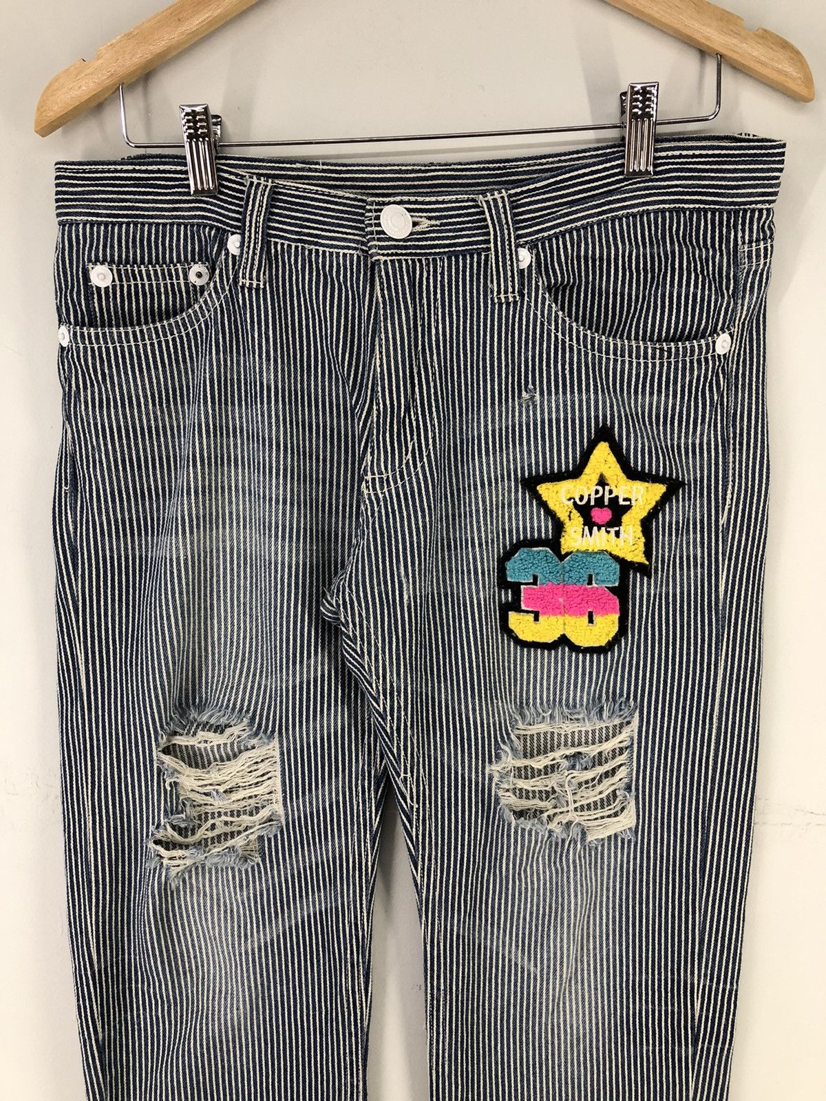 Japanese Brand Japanese Brand Copper Smith Distressed Hickory Blue Jeans Size US 32 / EU 48 - 5 Thumbnail