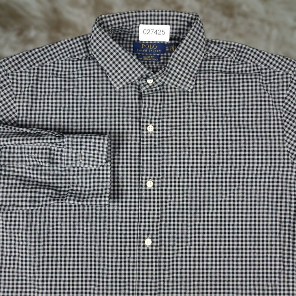 Ralph Lauren Ralph Lauren Shirt Mens XL Gray Check Stretch Pony Button Up Long Sleeve Shirt Size US XL / EU 56 / 4 - 1 Thumbnail