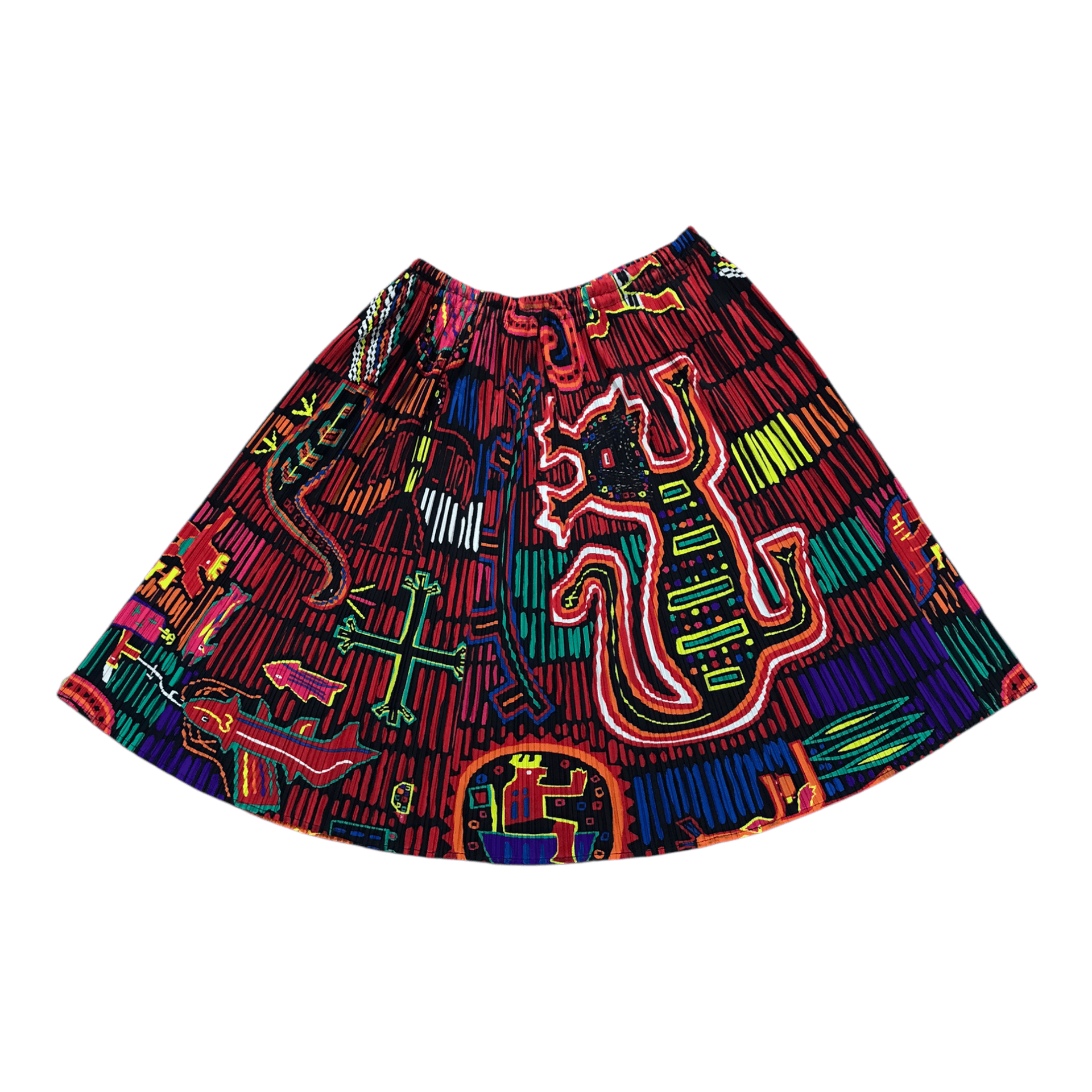 Issey Miyake × Pleats Please Issey Miyake Pleats Please Issey Miyake Colourful Print Pleated Skirt Size 31" - 2 Thumbnail