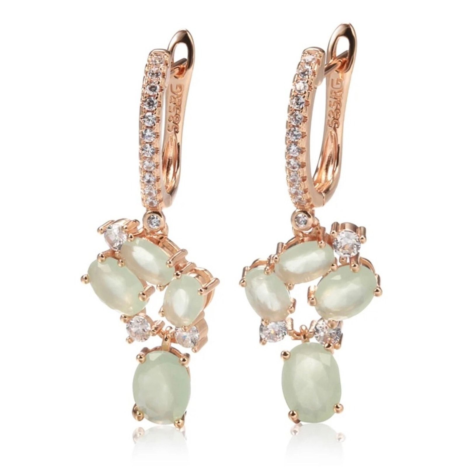 Jewelry Exquisite light sage green CZ rose gold earrings NI Size ONE SIZE - 1 Thumbnail
