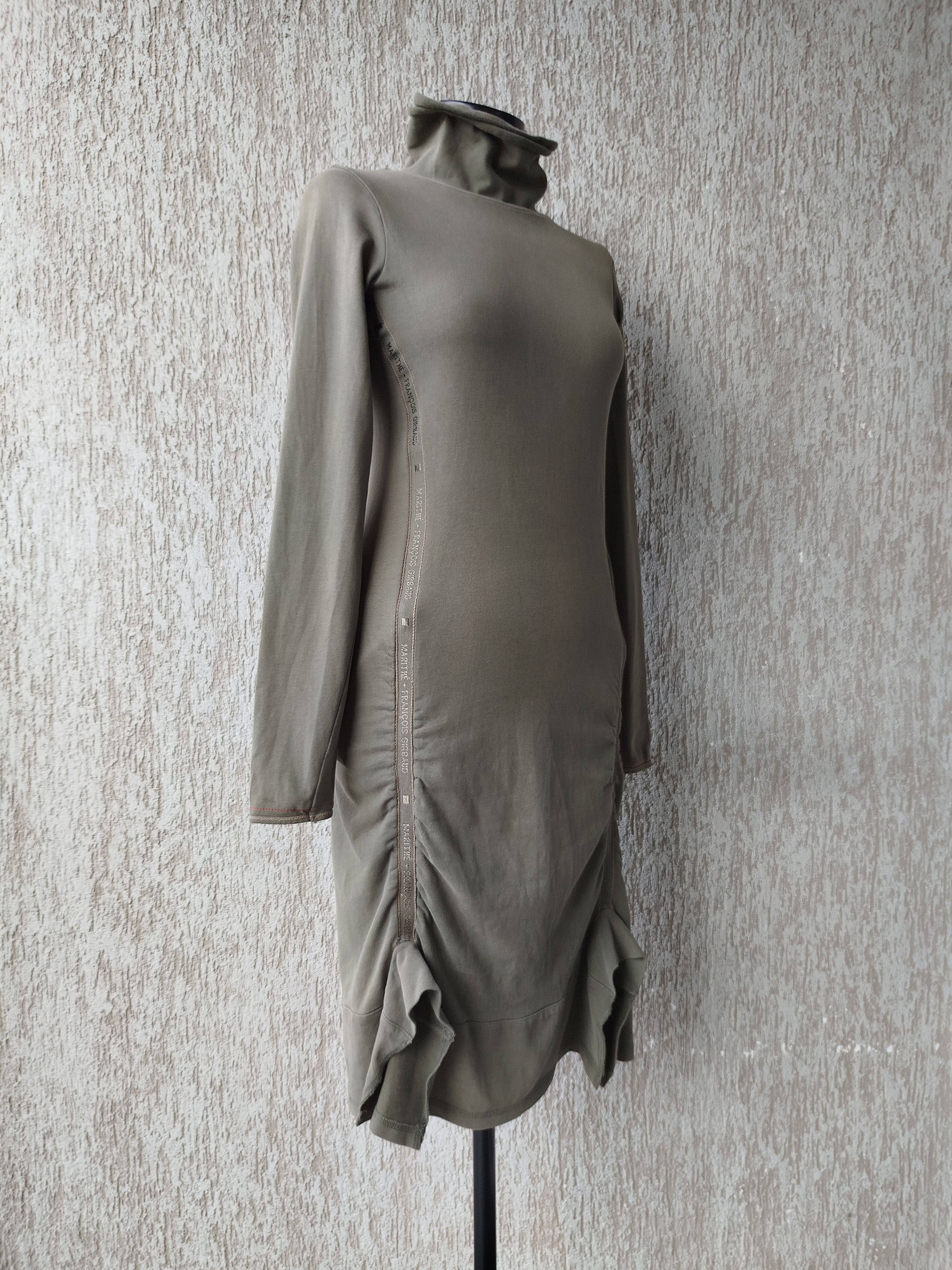 Marithe + Francois Girbaud Dress Long Sleeve Turtleneck Khaki Pockets Vintage Cotton Size S / US 4 / IT 40 - 4 Thumbnail