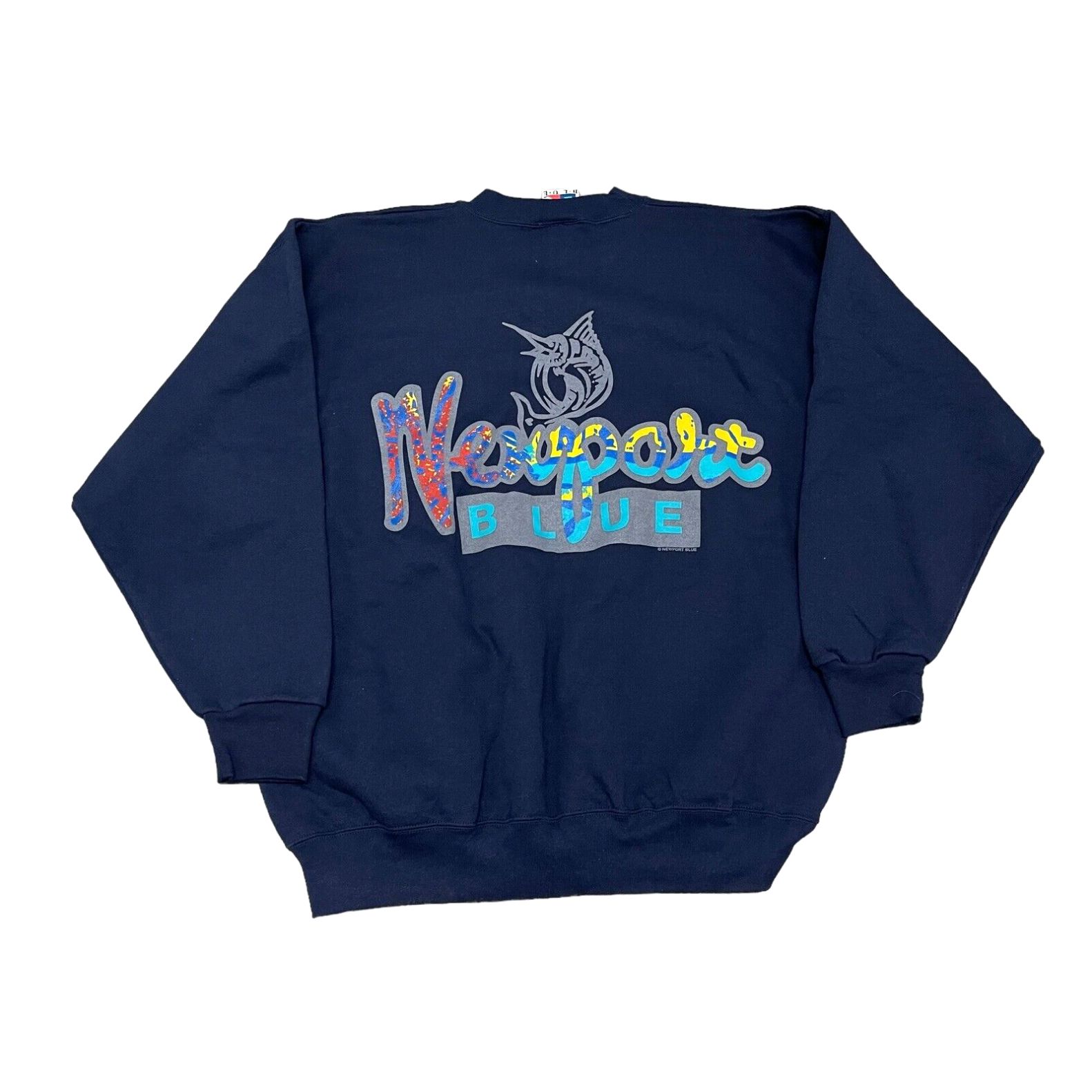 Newport Vintage 90s Newport Blue Colorful Spell-Out Sweatshirt