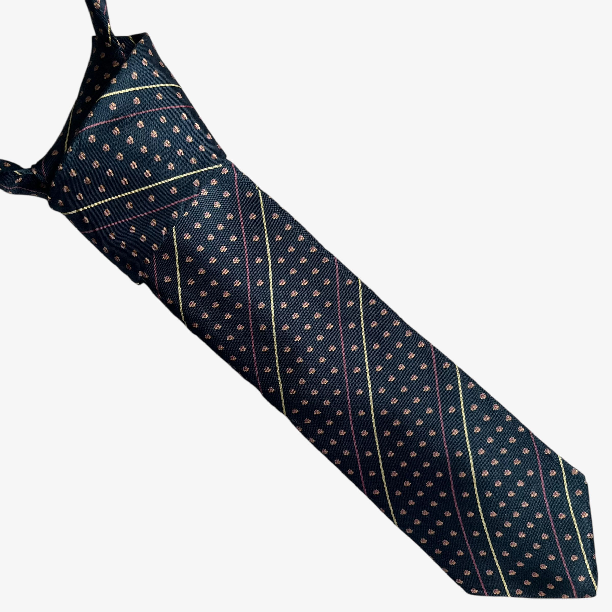 Hardy Amies Vintage 90s Hardy Amies Geometric Striped Print Silk Tie Size ONE SIZE - 1 Thumbnail