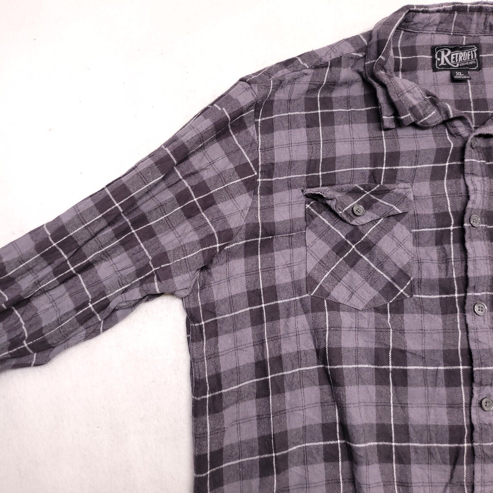 Retrofit Retrofit Tartan Flannel Shirt Mens Size Extra Large XL Gray Size US XL / EU 56 / 4 - 4 Thumbnail