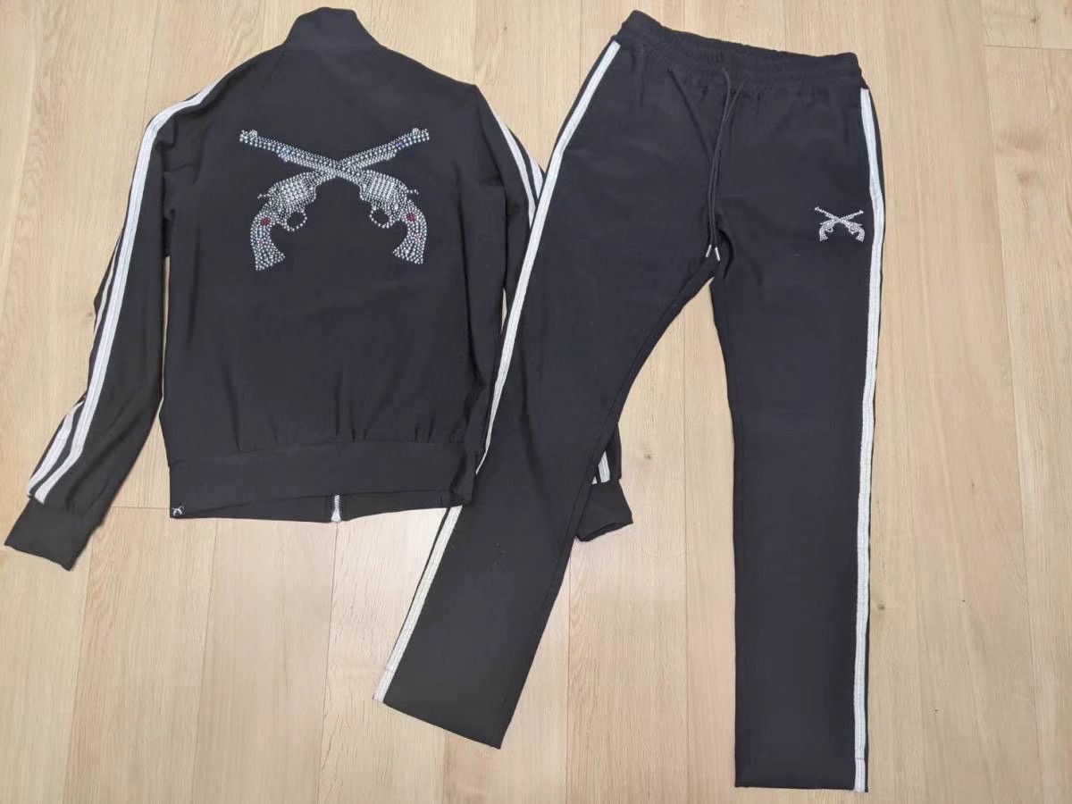 Roar Black Track Jacket & Pants Set with Crystal Gun Design Size US S / EU 44-46 / 1 - 1 Thumbnail