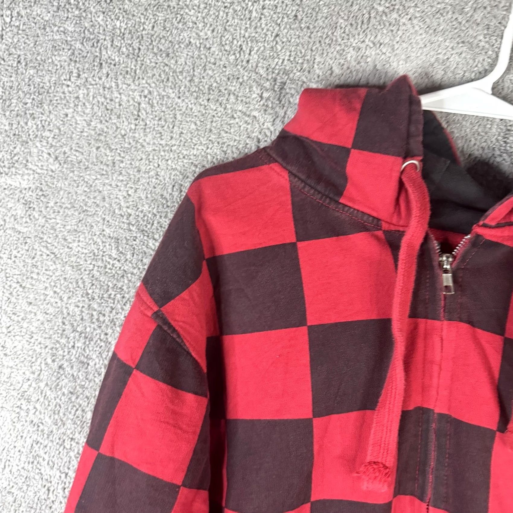 Logo 7 VINTAGE Don Hoodie Mens Large Red Checkered Full Zip Fleece D Logo Embroidered Size US L / EU 52-54 / 3 - 5 Thumbnail