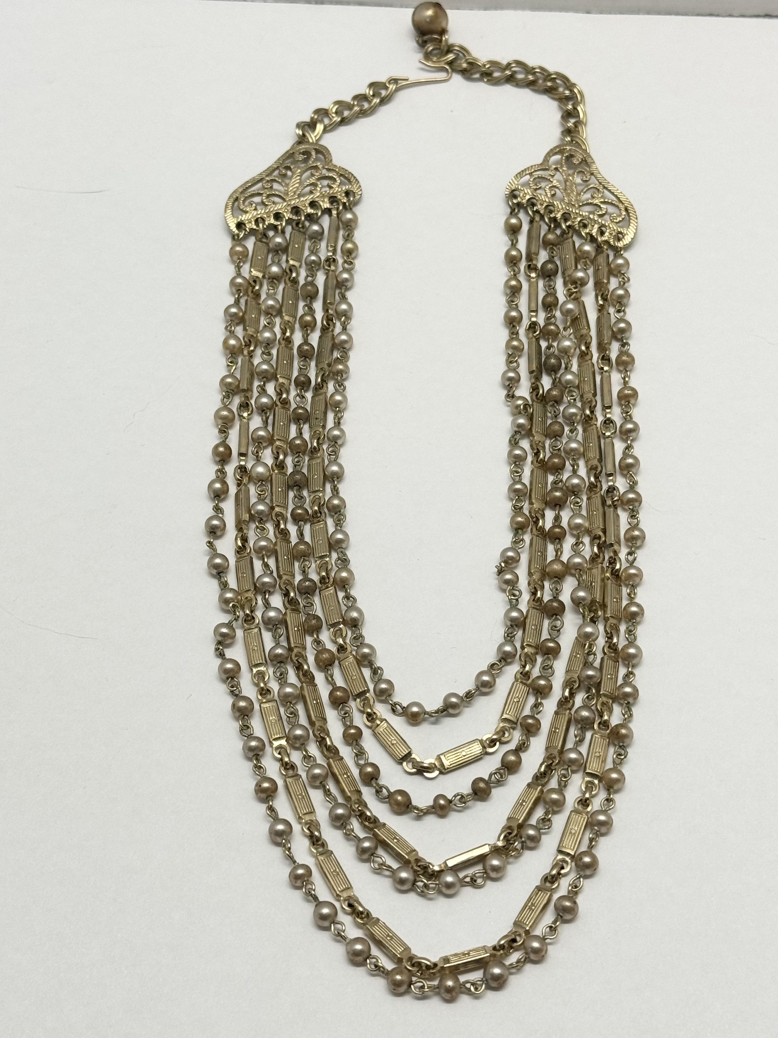 Vintage Vintage pearl multi chain collar necklace Size ONE SIZE - 4 Thumbnail