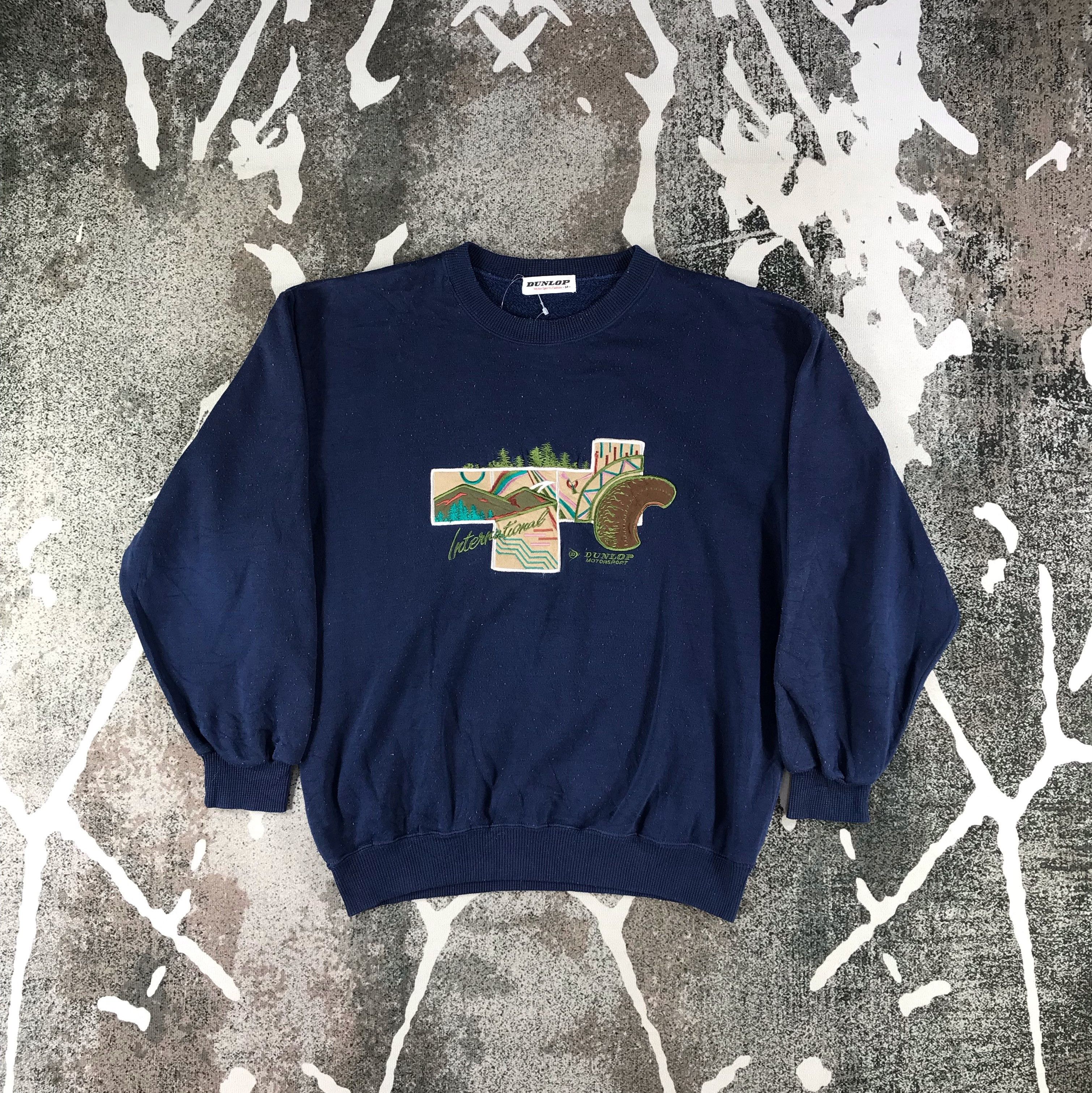 Dunlop Vintage Dunlop Motorspots Pullover Embroidered Sweatshirt Size US M / EU 48-50 / 2 - 1 Thumbnail