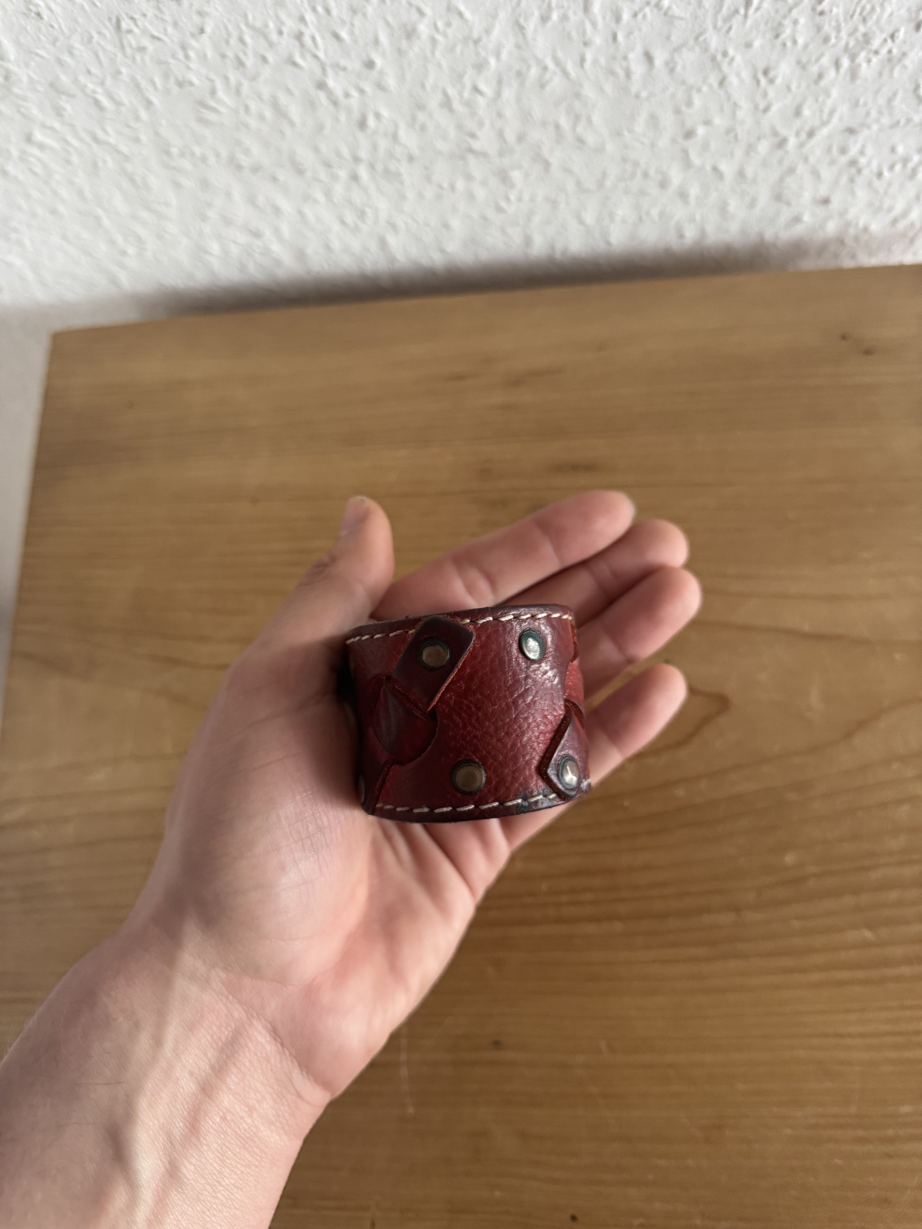 Dsquared2 Red Leather Studded Cuff Bracelet Size ONE SIZE - 5 Thumbnail