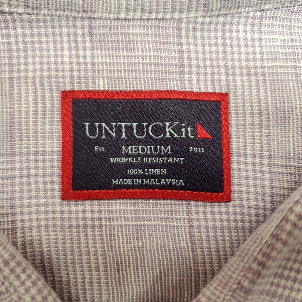 UNTUCKit VINTAGE Untuckit Shirt Mens Medium Purple Plaid 100% Linen Summer Comfort Classic Casual Mens Size US M / EU 48-50 / 2 - 4 Thumbnail