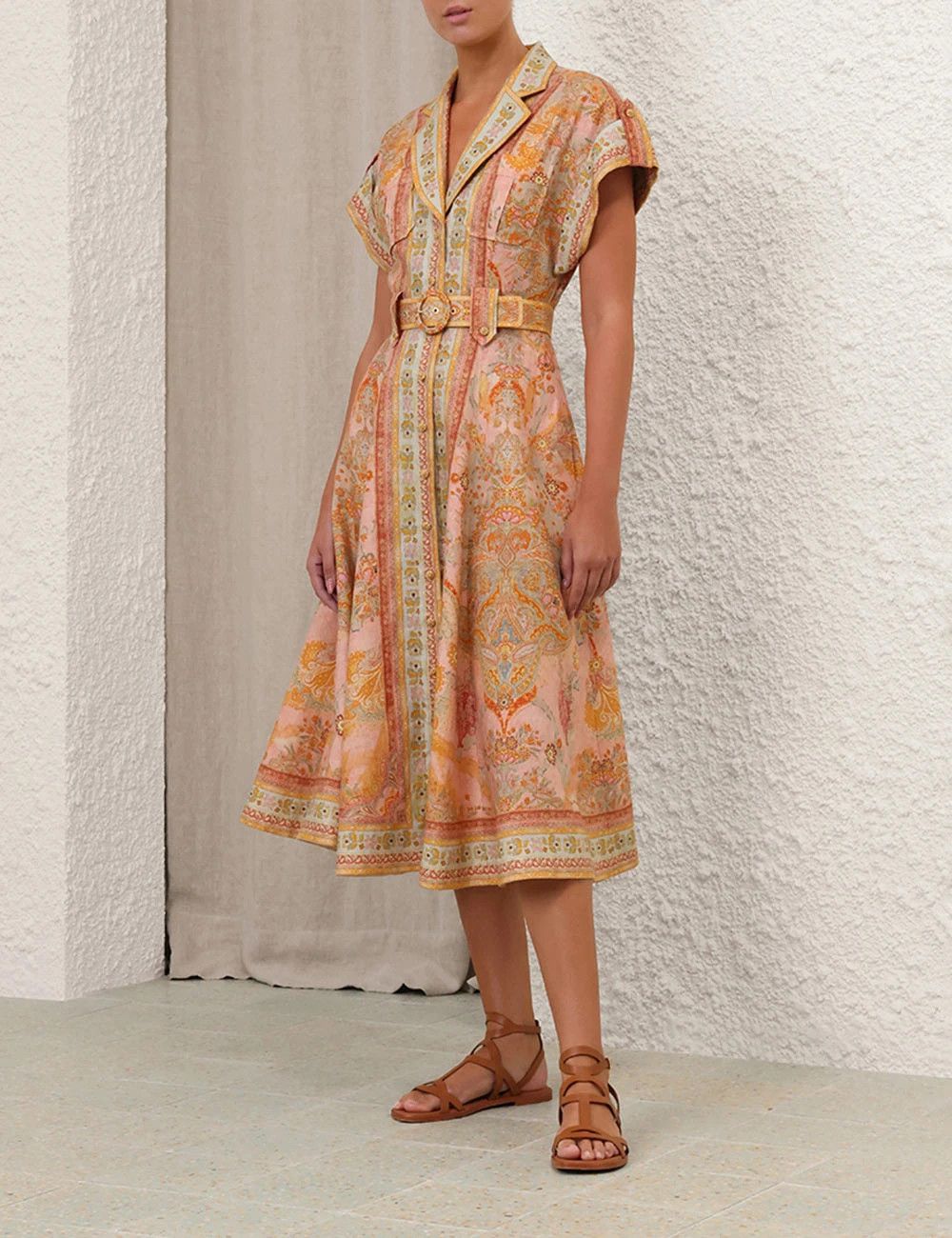 Zimmermann oc11z1025 Acacia Midi Shirt Dress in Multicolor Size M / US 6-8 / IT 42-44 - 3 Thumbnail