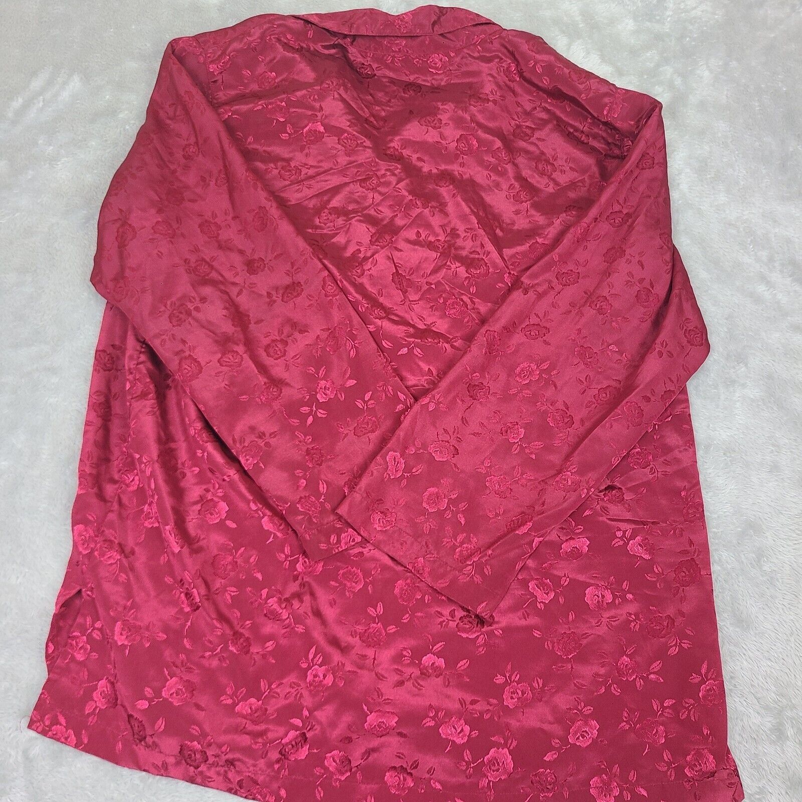 Vintage Vintage Jaclyn Smith Poppy Red Pajama Top Blouse with Rose M Size L / US 10 / IT 46 - 7 Thumbnail