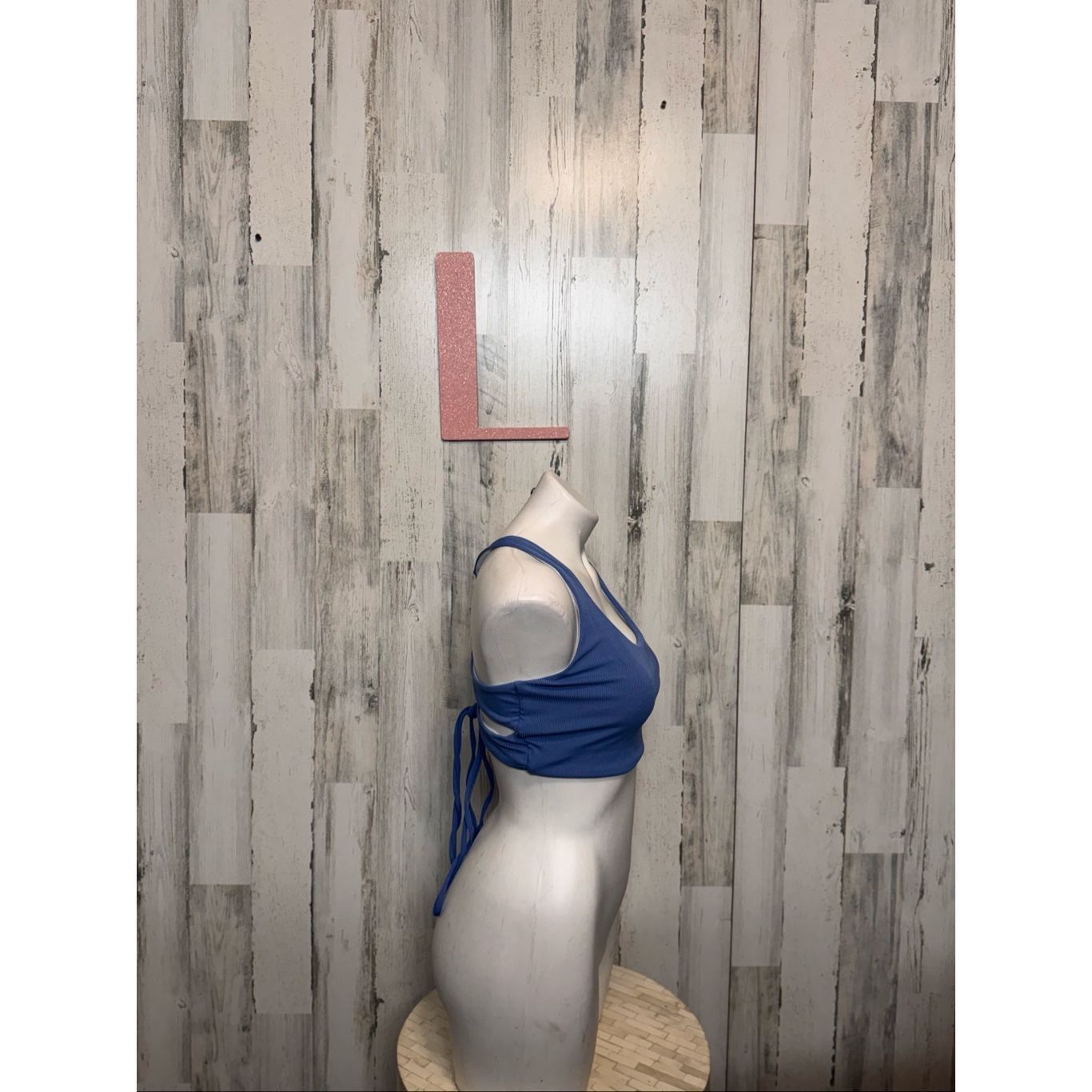 Other Zaful Blue Ribbed Crisscross Back Bikini Top Size Large US 1 Size L / US 10 / IT 46 - 3 Thumbnail