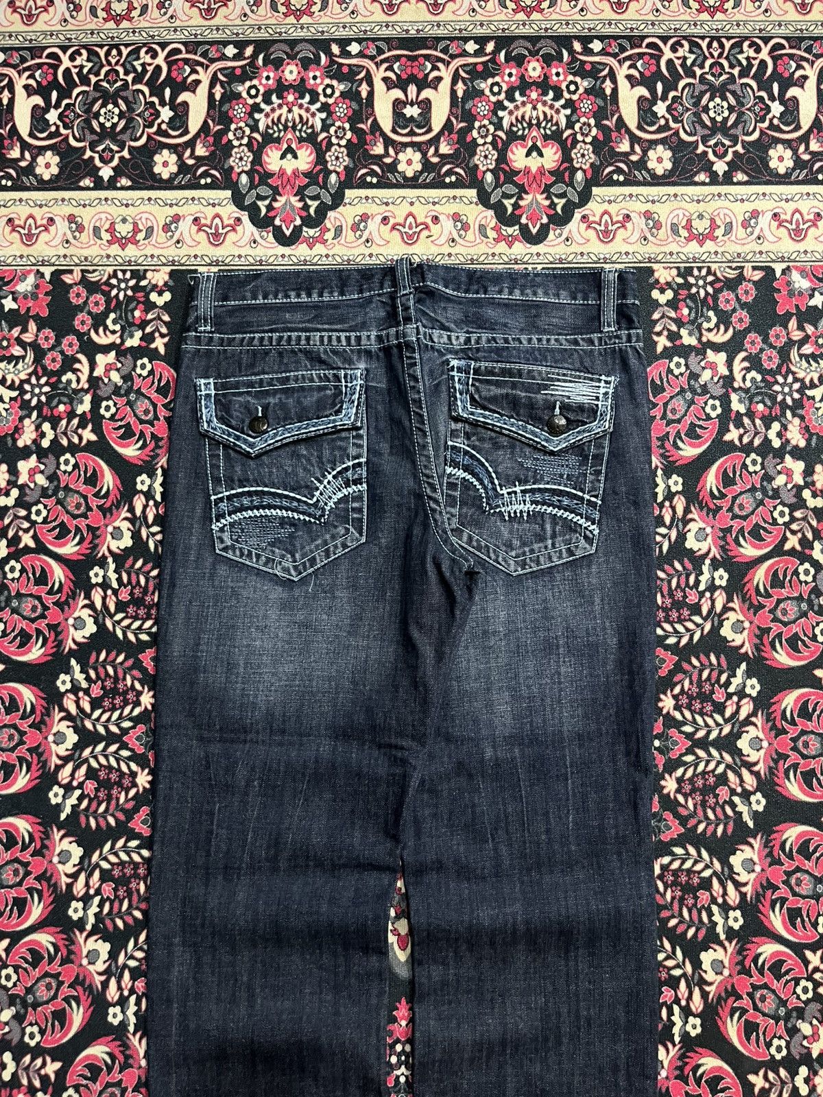No Faith Studios Vintage Decree Dark Washed Distressed Slim Straight Jeans Size US 36 / EU 52 - 6 Thumbnail