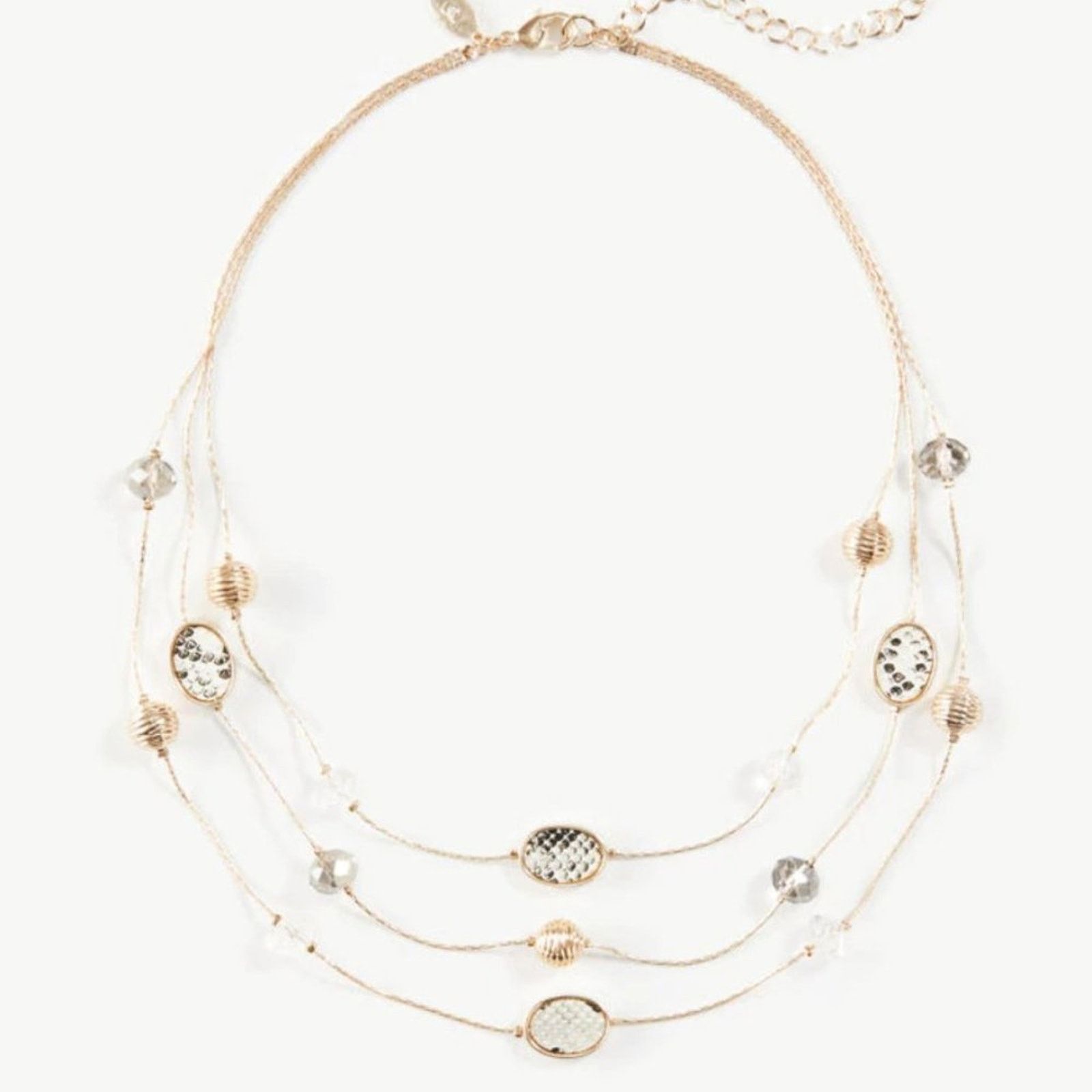 Ann Taylor Ann Taylor Gold Snake Print Illusion Necklace Size ONE SIZE - 8 Thumbnail