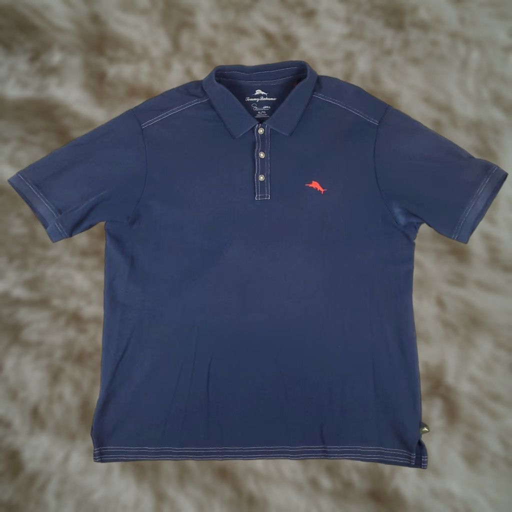 Tommy Bahama Tommy Bahama Polo Shirt Adult XL Blue Solid Short Sleeve Casual Mens Size US XL / EU 56 / 4 - 1 Thumbnail