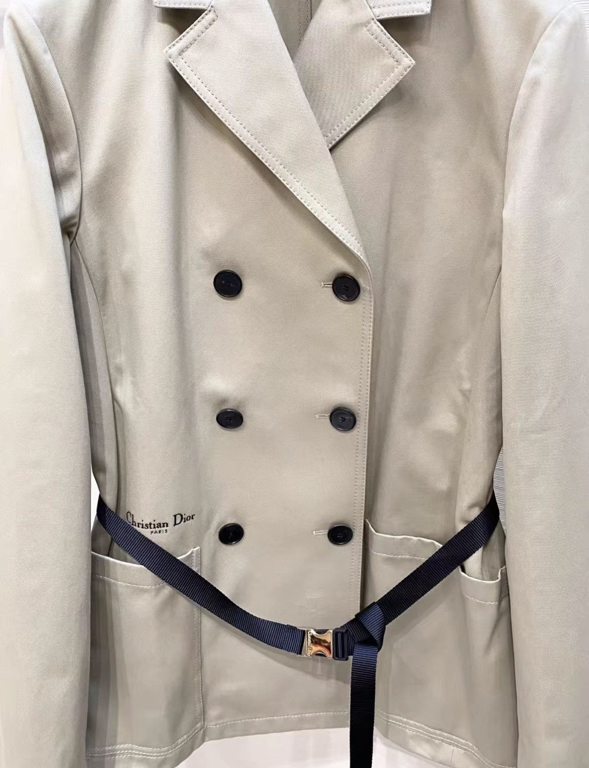Dior Dior F40 Khaki Double-Breasted Blazer with Belt J33 Size S / US 4 / IT 40 - 3 Thumbnail