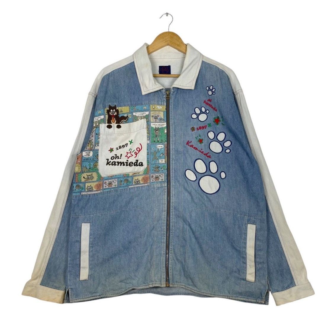 Japanese Brand × Jean Charles De Castelbajac × Vintage 💥JAPAN OH KAMIEDA CARTOON EMBROIDERY DENIM Size US L / EU 52-54 / 3 - 1 Thumbnail