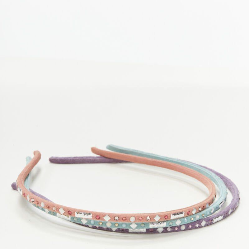 Other ALEXANDER ZOUARI LOT OF 3 pink teal purple suede crystal embellished headband Size ONE SIZE - 1 Thumbnail