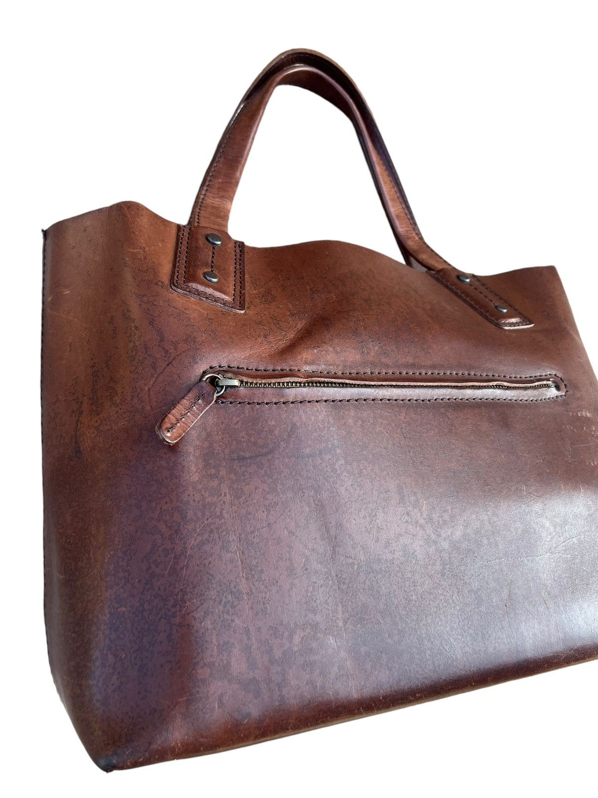 Japanese Brand × Leather Vintage DAKOTA Japan Patina Solid Leather Tote Bag Size ONE SIZE - 12 Thumbnail