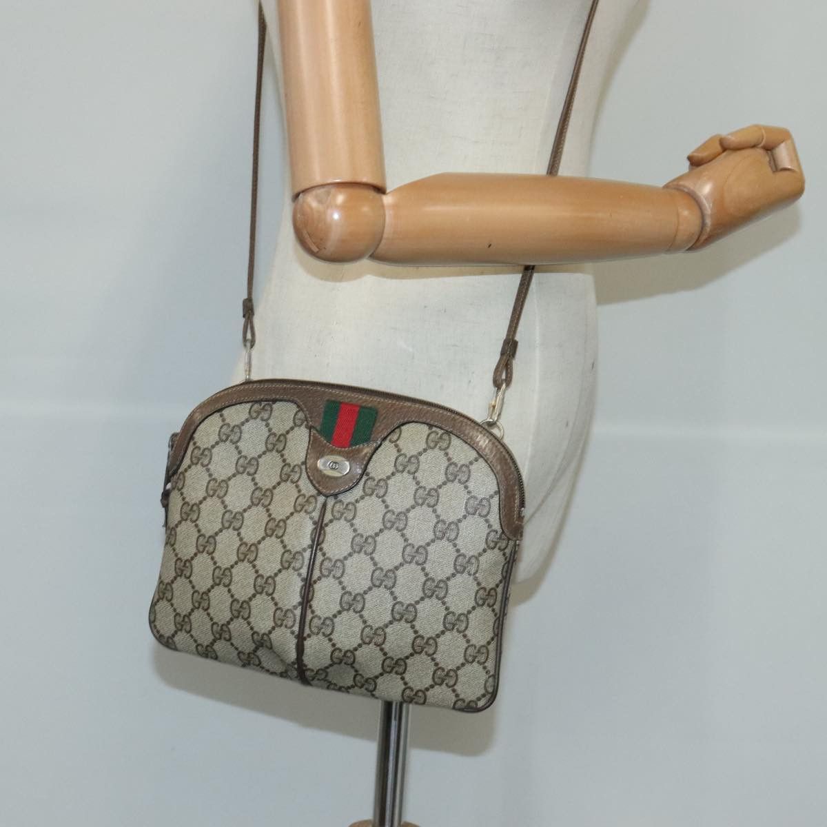 Gucci GUCCI GG Supreme Web Sherry Line Shoulder Bag Pvc Beige 904 Size ONE SIZE - 20 Thumbnail