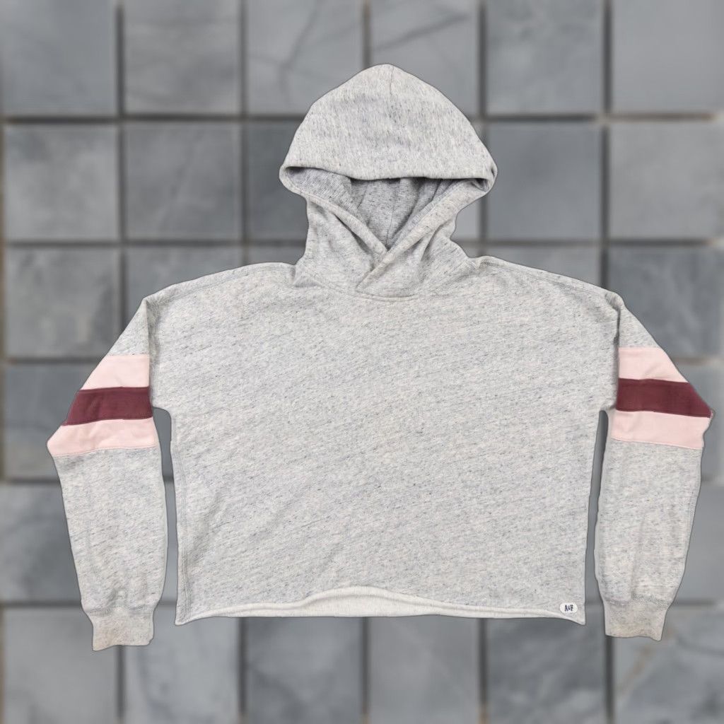 Abercrombie & Fitch Abercrombie & Fitch Gray Cropped Hoodie Sweatshirt Women's Large Pullover Activewear Size L / US 10 / IT 46 - 1 Thumbnail