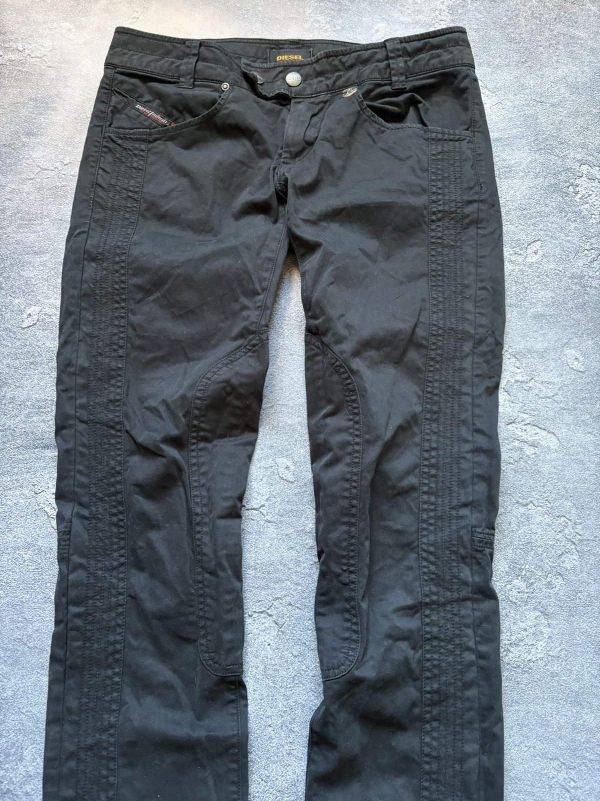 Diesel Vintage 00s Diesel Moto Biker Women’s Black Pants Rare Size 27" / US 4 / IT 40 - 5 Thumbnail