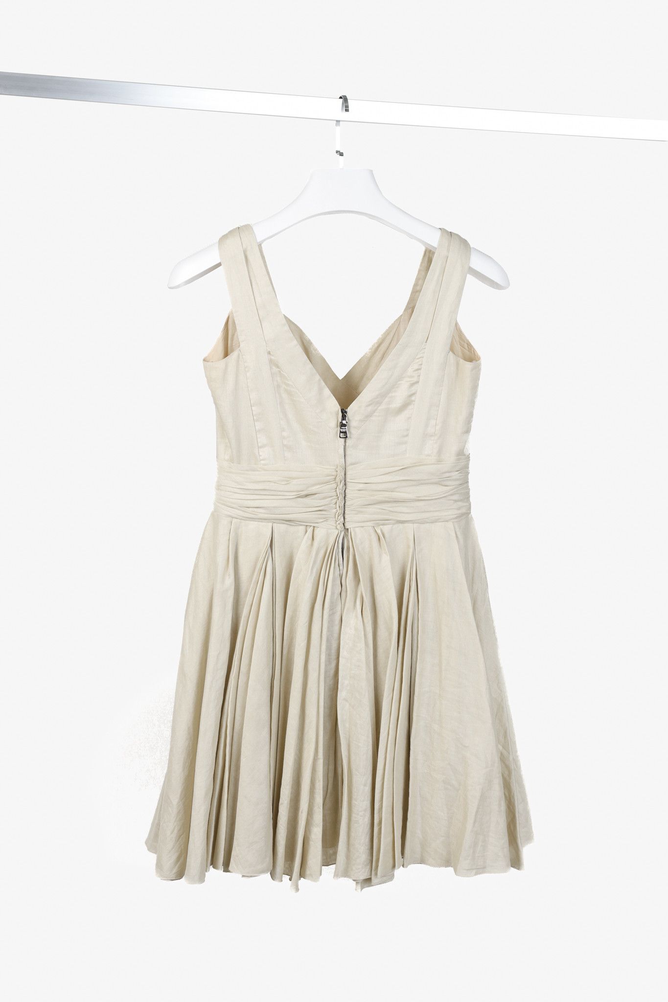 Prada Prada 2009 Gathered Khaki Cotton Dress Size M / US 6-8 / IT 42-44 - 2 Thumbnail