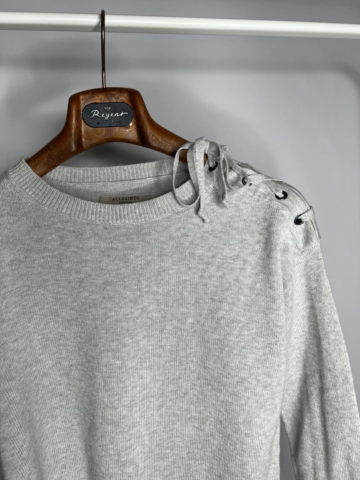 Allsaints ALLSAINTS Women's Light Gray Revo Lace Jumper Knit Size M / US 6-8 / IT 42-44 - 6 Thumbnail