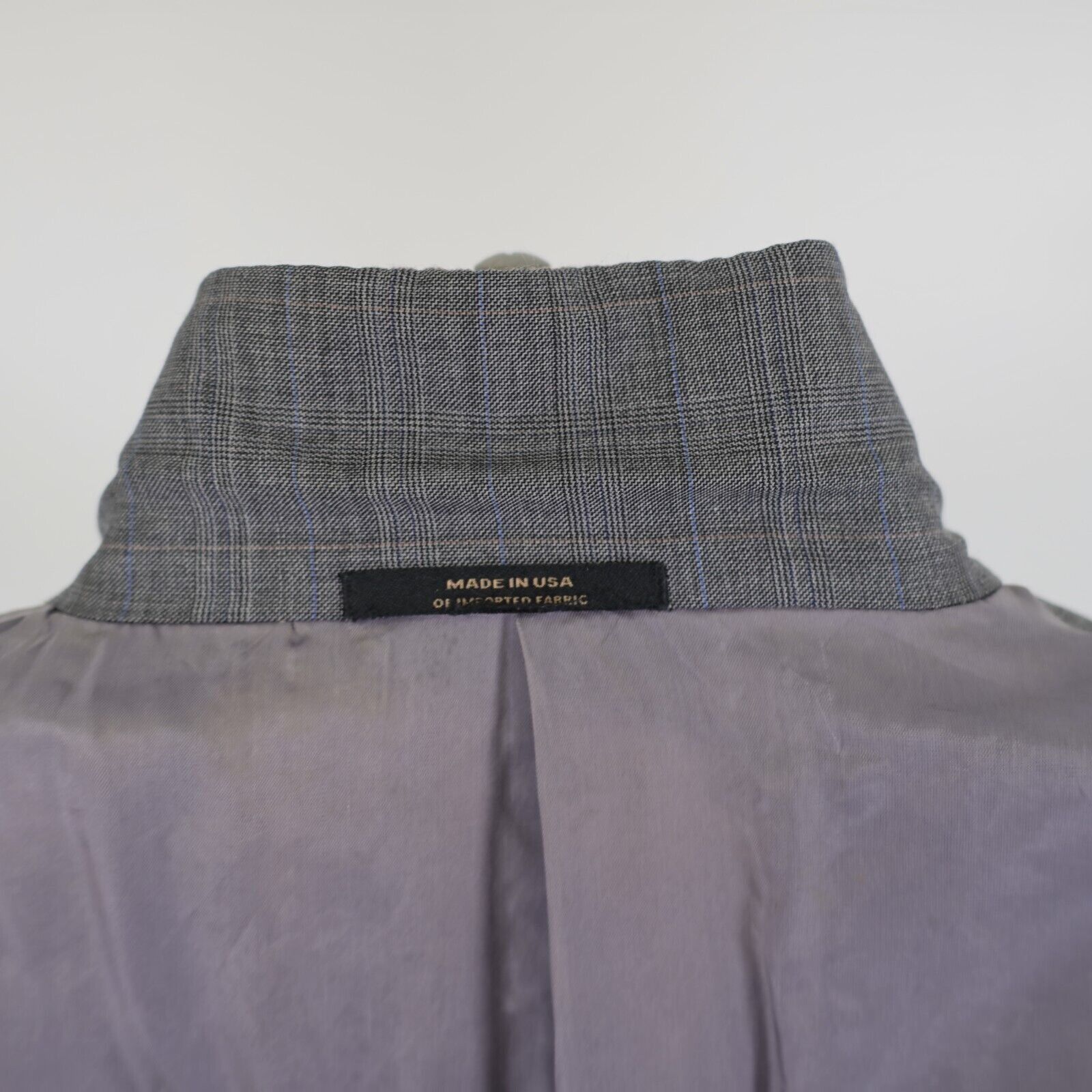 Hart Schaffner Marx Hart Schaffner Marx Gold Trumpeter Wool Gray Plaid W/ Blue W Size 42L - 16 Thumbnail