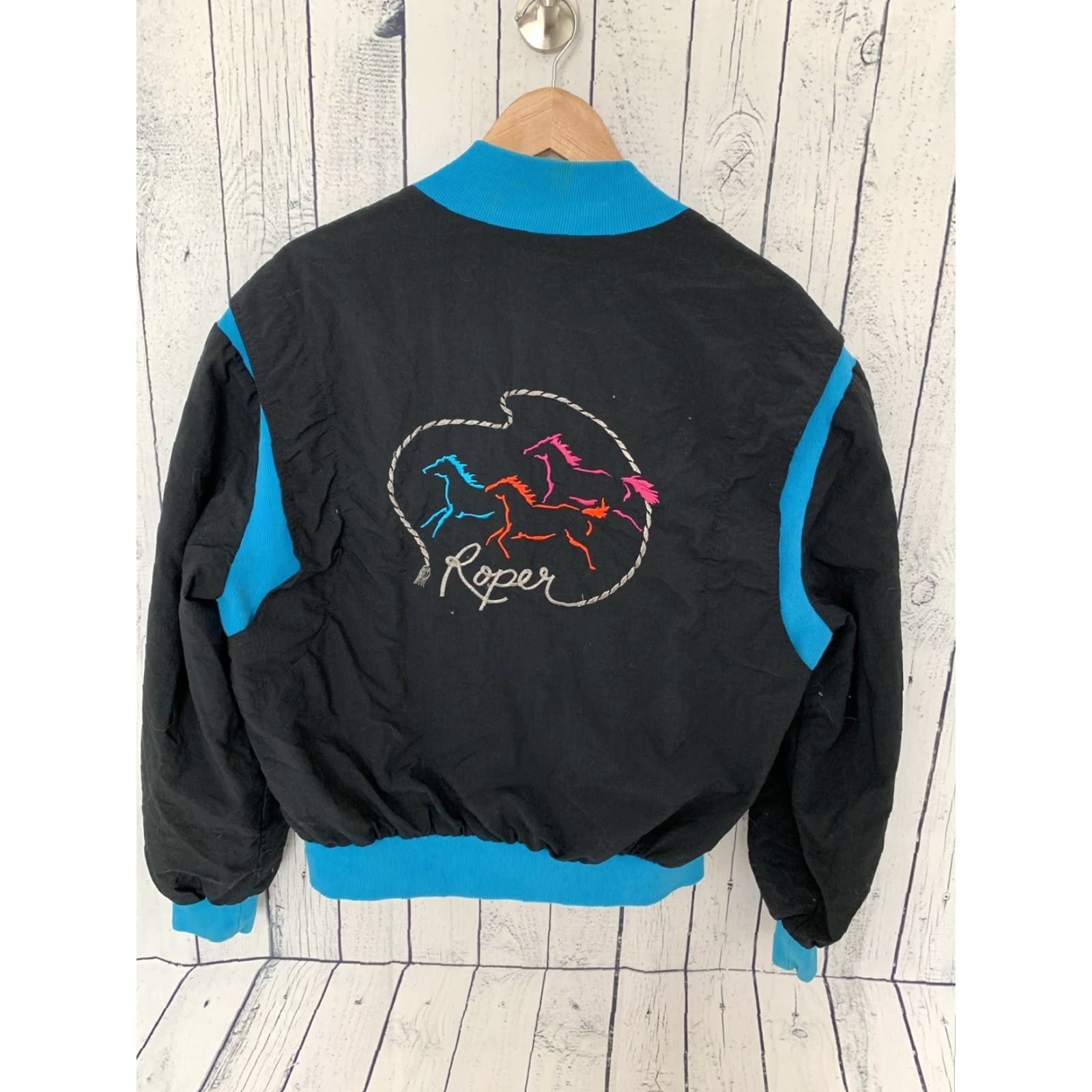 Roper VINTAGE ROPER Jacket Men's L Blue USA Embroidered Full Zip Nylon Size US L / EU 52-54 / 3 - 5 Thumbnail