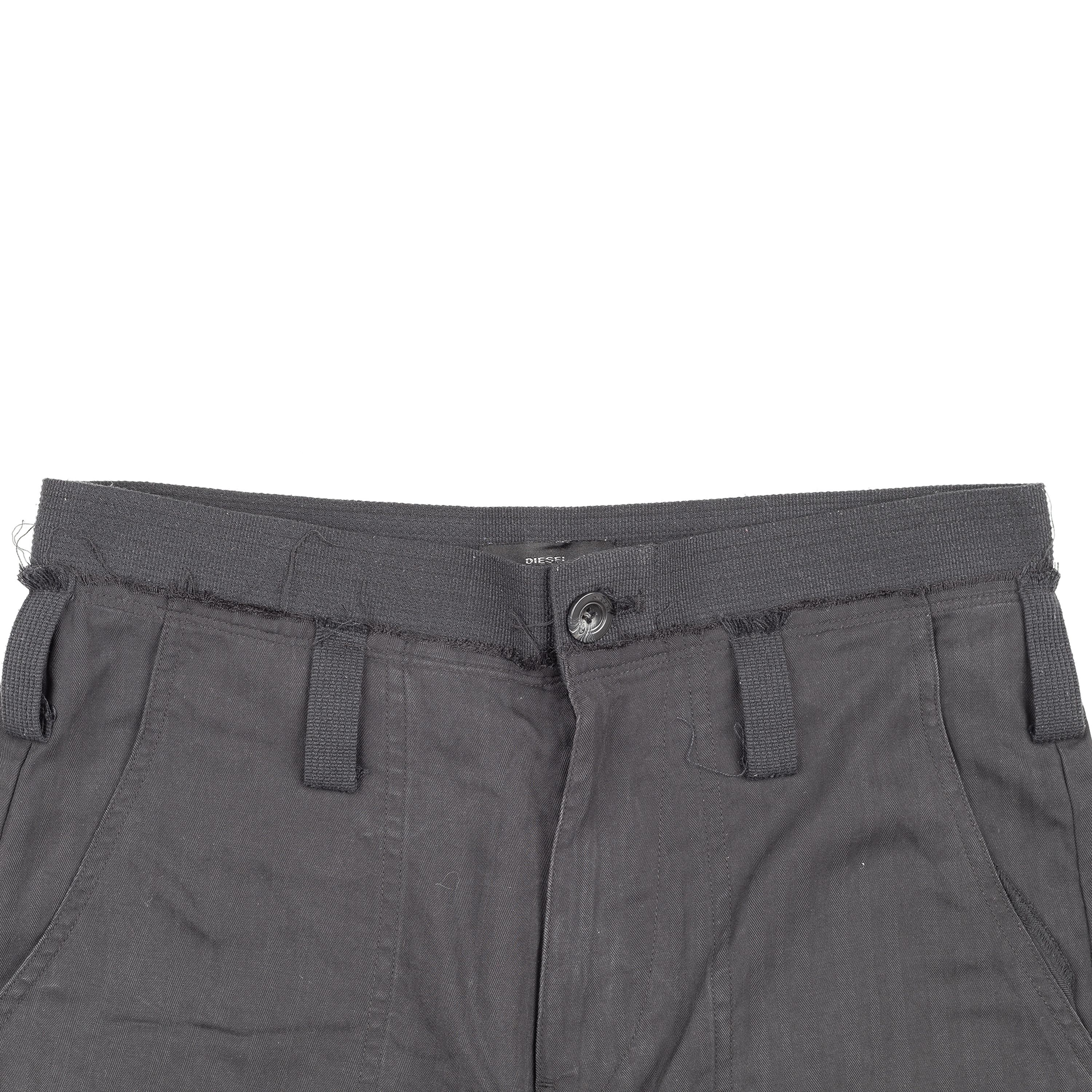 Diesel × Diesel Black Gold Diesel Pinstripe Capri Bondage Cargo Loose Black Pants (S) Size 26" / US 2 / IT 38 - 4 Thumbnail