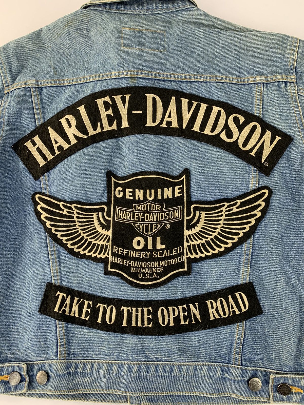 Harley Davidson 90s Harley Davidson Take To Open Road Indigo Denim Jacket Size US L / EU 52-54 / 3 - 2 Thumbnail