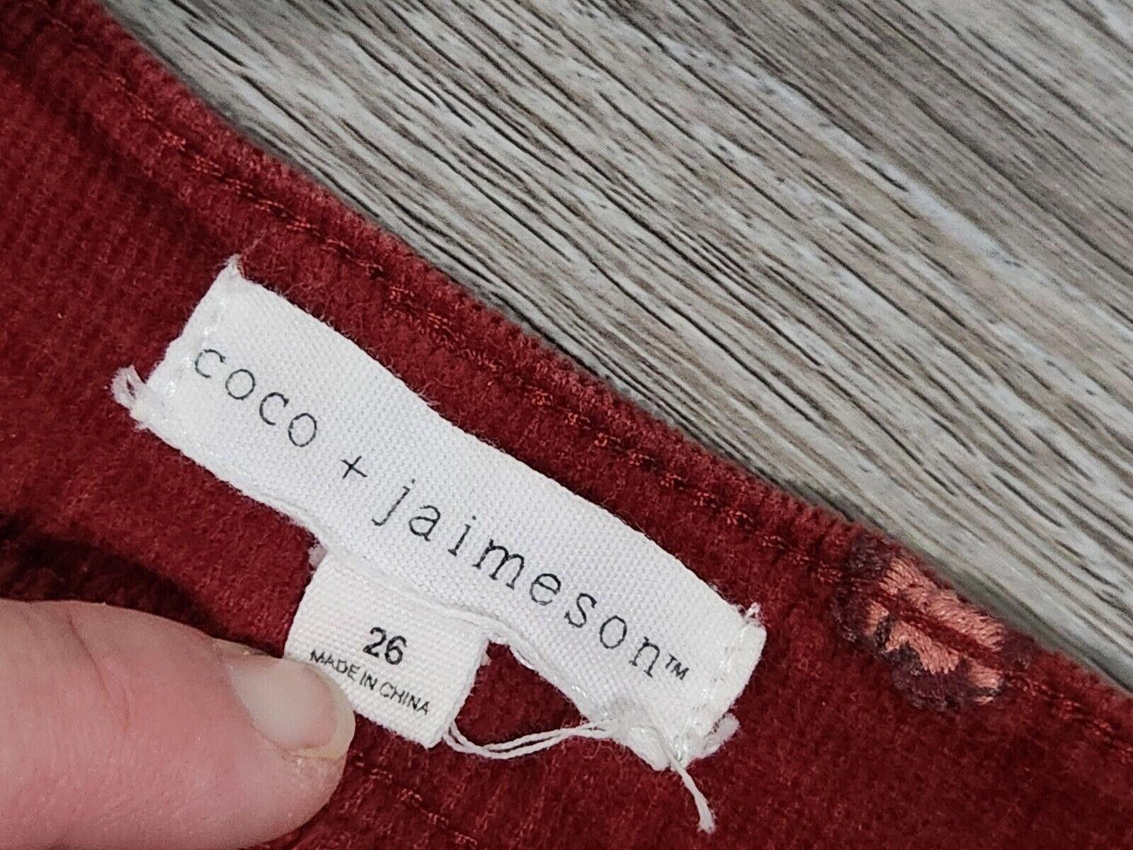 Designer Coco And Jameson Akirt Size 26 Red Corduroy Maroon Floral Size 42" / US 20 - 4 Thumbnail