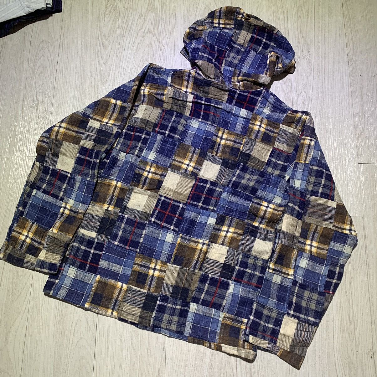 Vintage Vintage Patchwork Flannel Checked Zip Hoodie Size US L / EU 52-54 / 3 - 2 Thumbnail