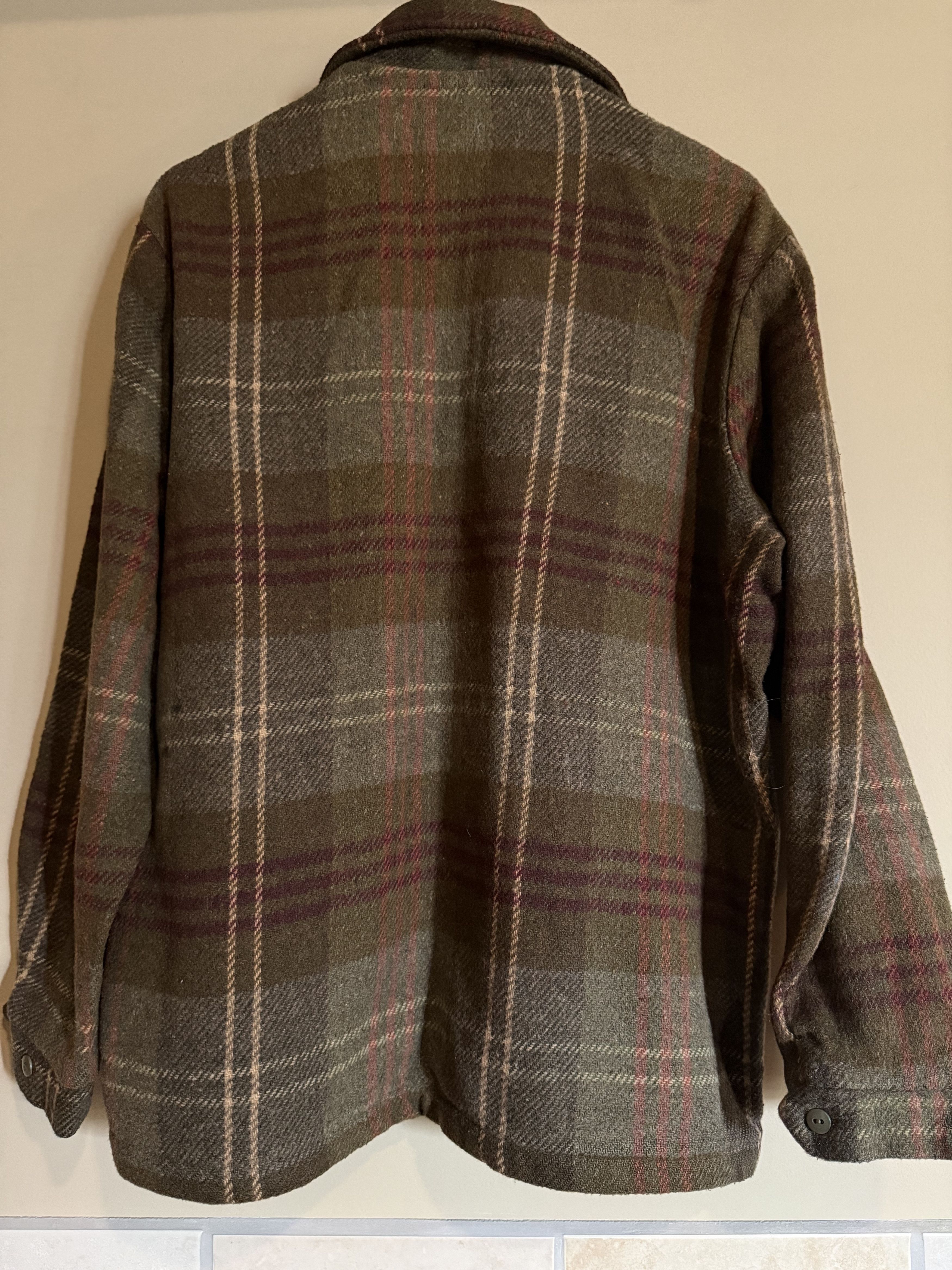 Other Olive Green Wool Blend Plaid Zipper Jacket, Men's Medium Size US M / EU 48-50 / 2 - 4 Thumbnail