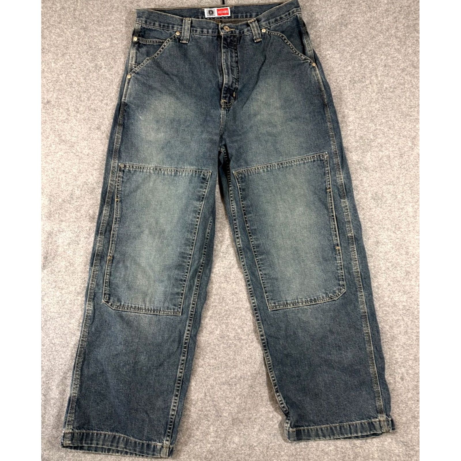 Vintage Arizona Wide Leg Jeans Mens 34x30 Blue Denim Baggy Knee Pocket Skater Streetwear Hip Hop 5-Pocket Design Jeans Mens Regular Blue and Denim Collection Size US 34 / EU 50 - 2 Thumbnail