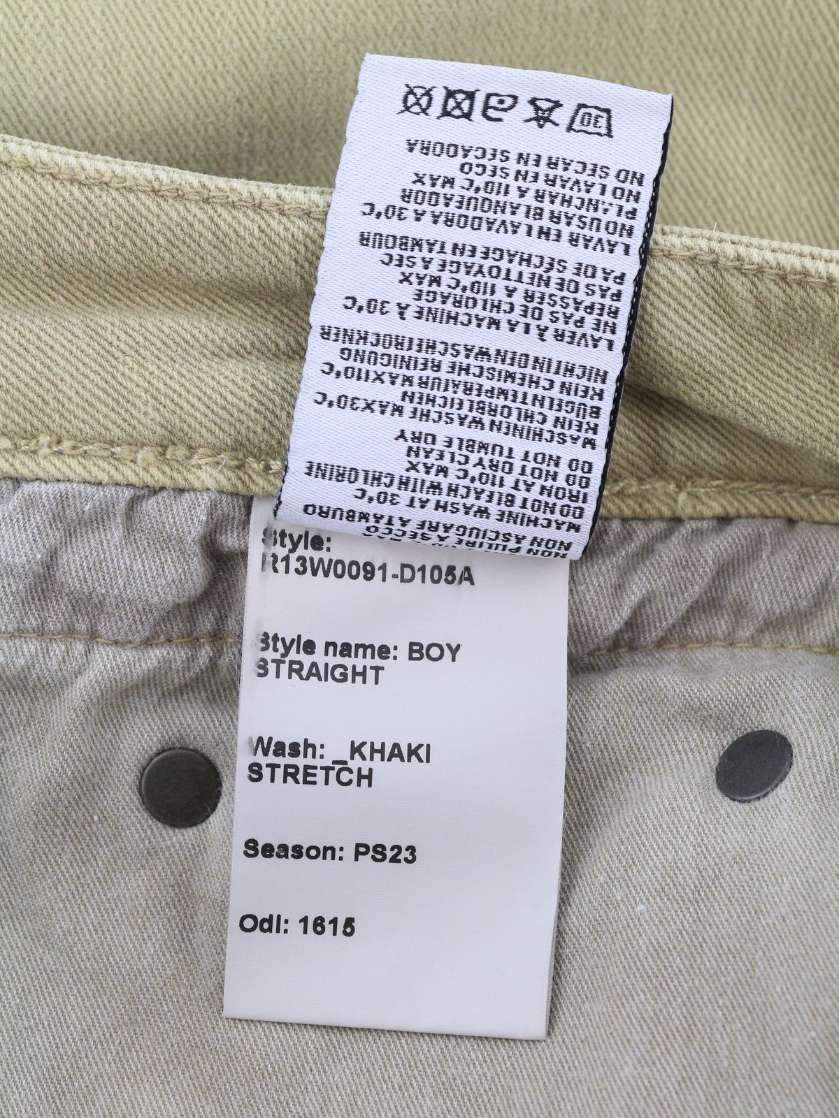 R13 BOY STRAIGHT 28 Khaki Stretch Denim Cropped Pockets 86303 Size 28" / US 6 / IT 42 - 10 Thumbnail