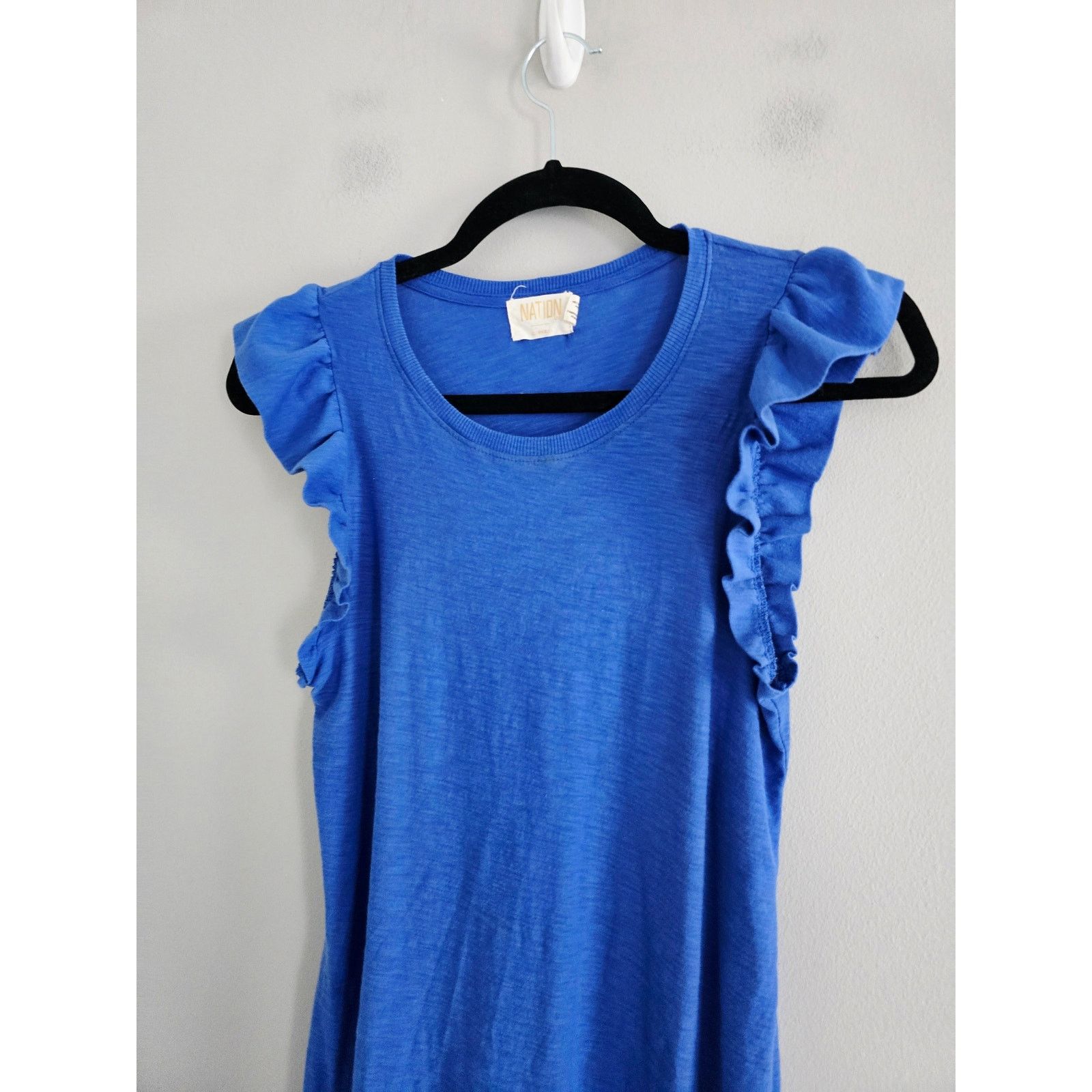 Nation LTD Nation LTD Blue Ruffle Tee Shirt Dress XS Size XS / US 0-2 / IT 36-38 - 4 Thumbnail