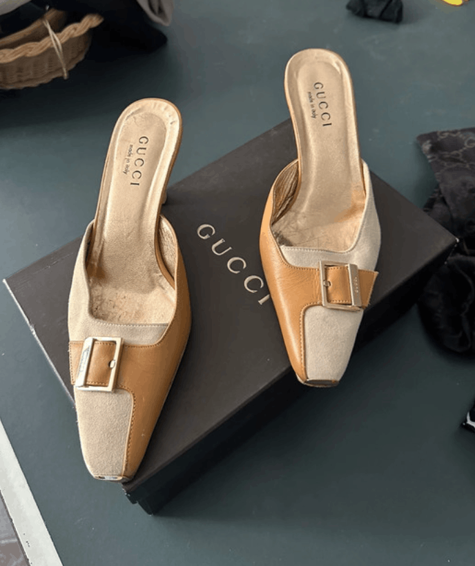 Gucci × Tom Ford × Vintage Gucci Shoes Sandals Mules Heels Leather Suede Tom Ford Size US 6.5 / IT 36.5 - 1 Thumbnail