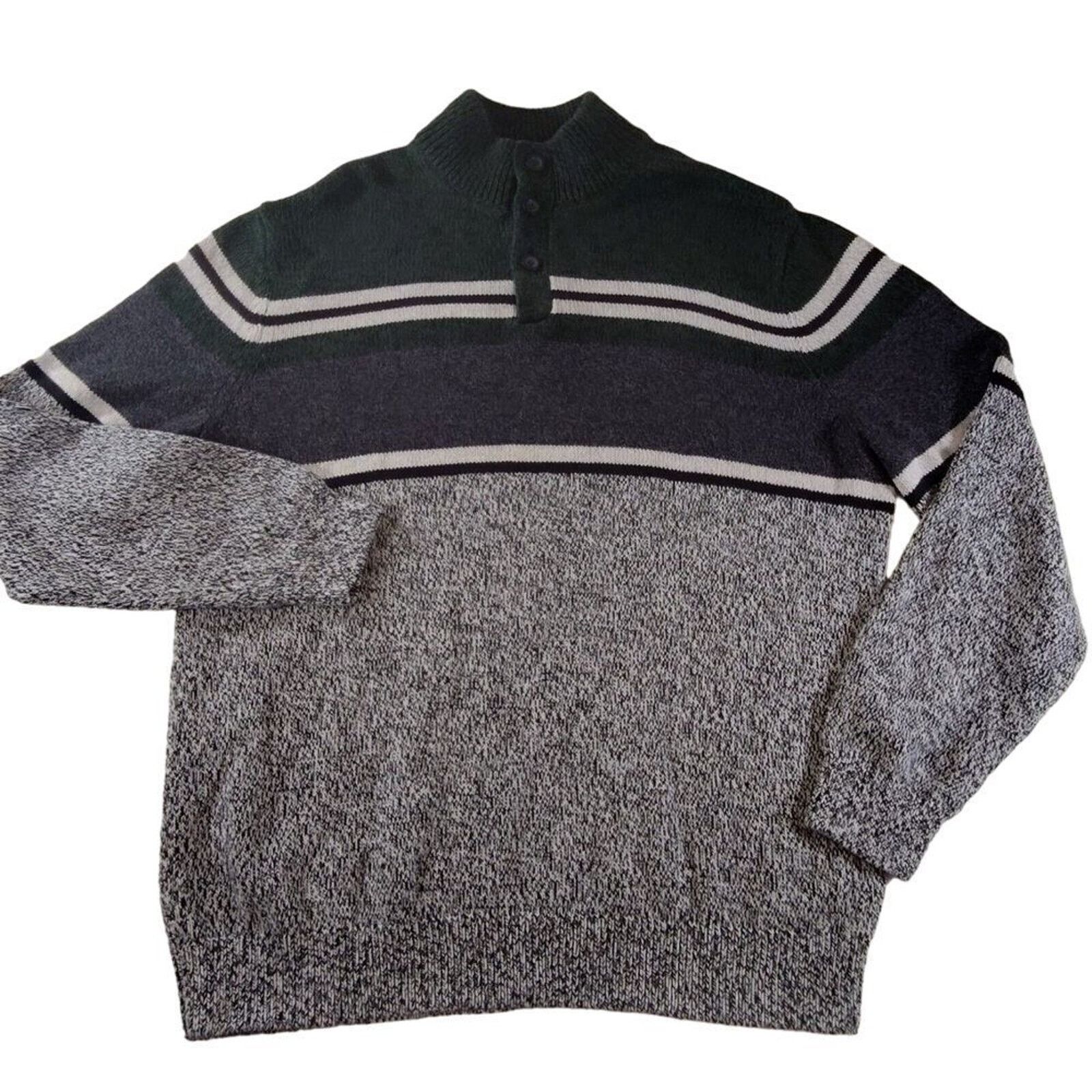 Chaps Chaps Striped Mock Neck 3 Button Sweater Colorblock Mens XL Size US XL / EU 56 / 4 - 2 Thumbnail