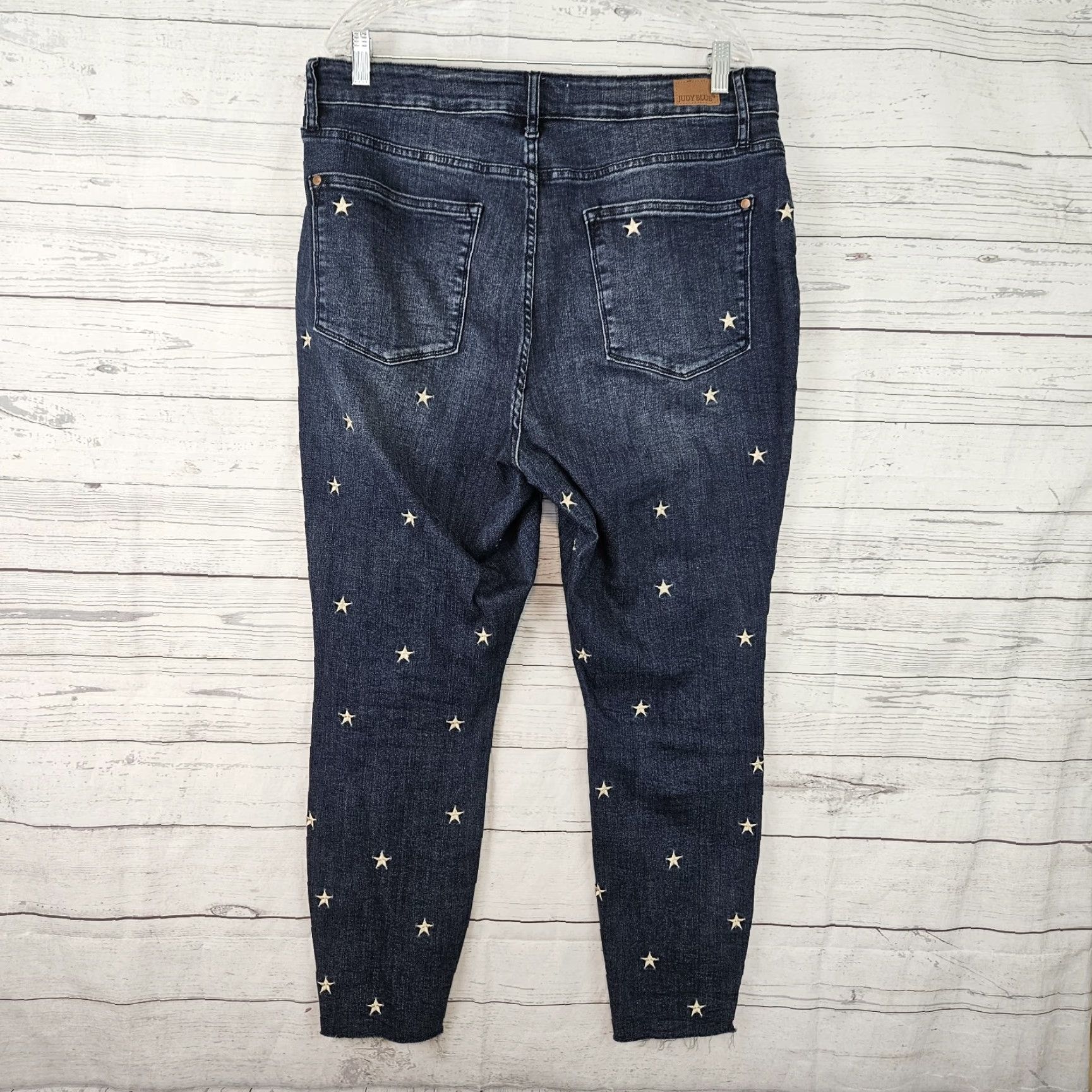 Vintage Judy Blue Womens Skinny Jeans Sz 16W Blue Embroidered Stars High Rise Jeans Size 38" / US 16 / IT 52 - 3 Thumbnail