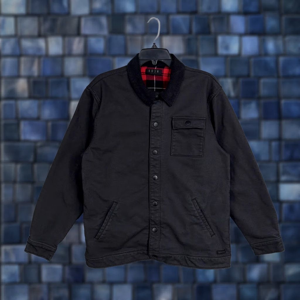 Vintage KR3W Jacket Mens XL Black Canvas Bomber Snap Front Lined Pockets Workwear Varsity No. Eleven Mens XL Size US XL / EU 56 / 4 - 1 Thumbnail