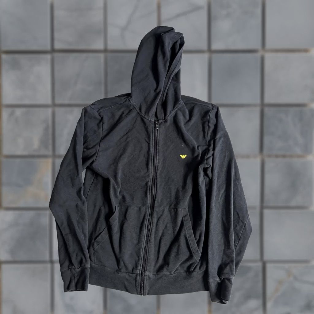 Emporio Armani Emporio Armani Hoodie Mens M Black Full Zip Graphic Print Logo Fleece Sweatshirt Size US M / EU 48-50 / 2 - 1 Thumbnail