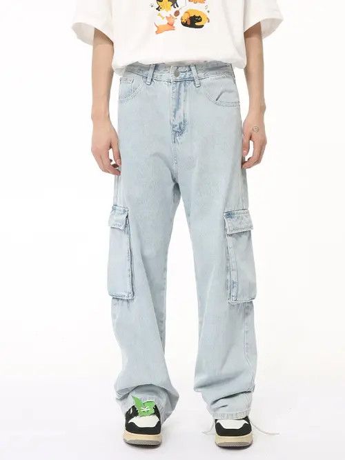 VIBE Blue Baggy Cargo Denim Jeans Size US 32 / EU 48 - 2 Thumbnail